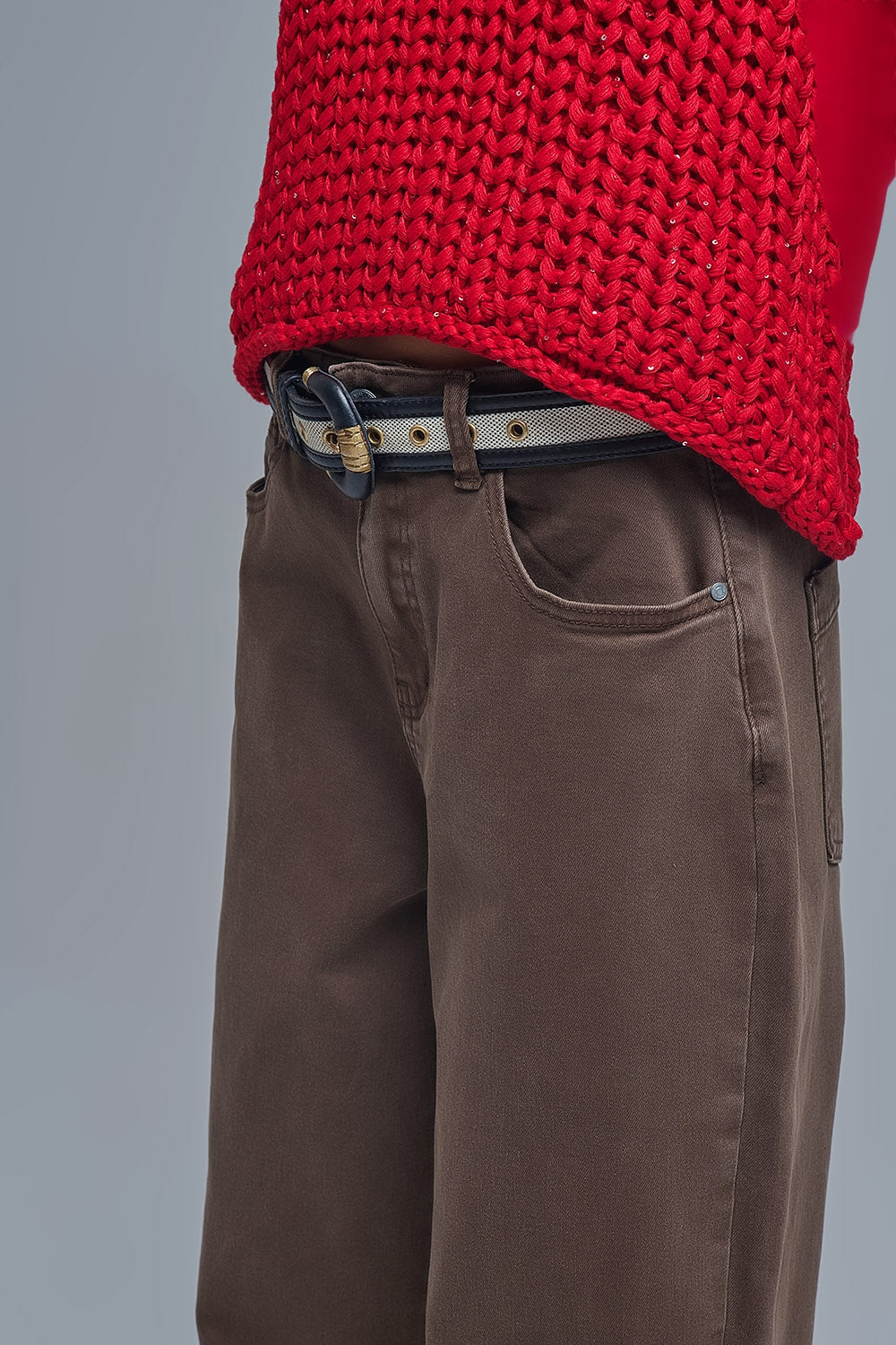 Brown Barrel Leg Jeans - Premium variable from Tooksie - Just $74.90! Shop now at Tooksie