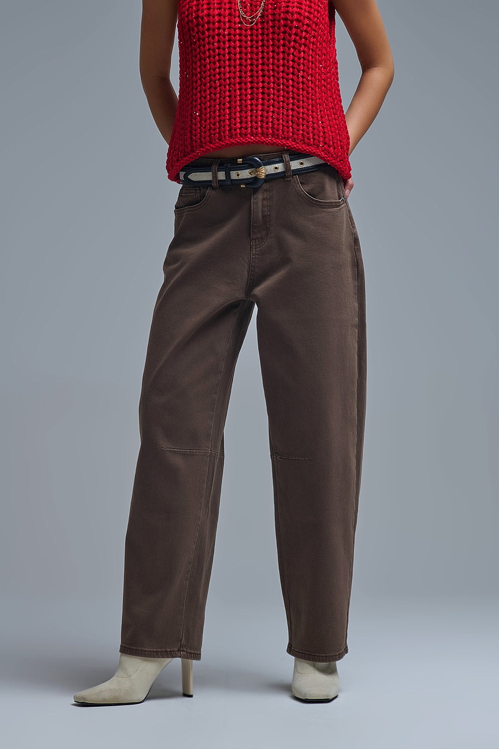 Brown Barrel Leg Jeans - Premium variable from Tooksie - Just $74.90! Shop now at Tooksie