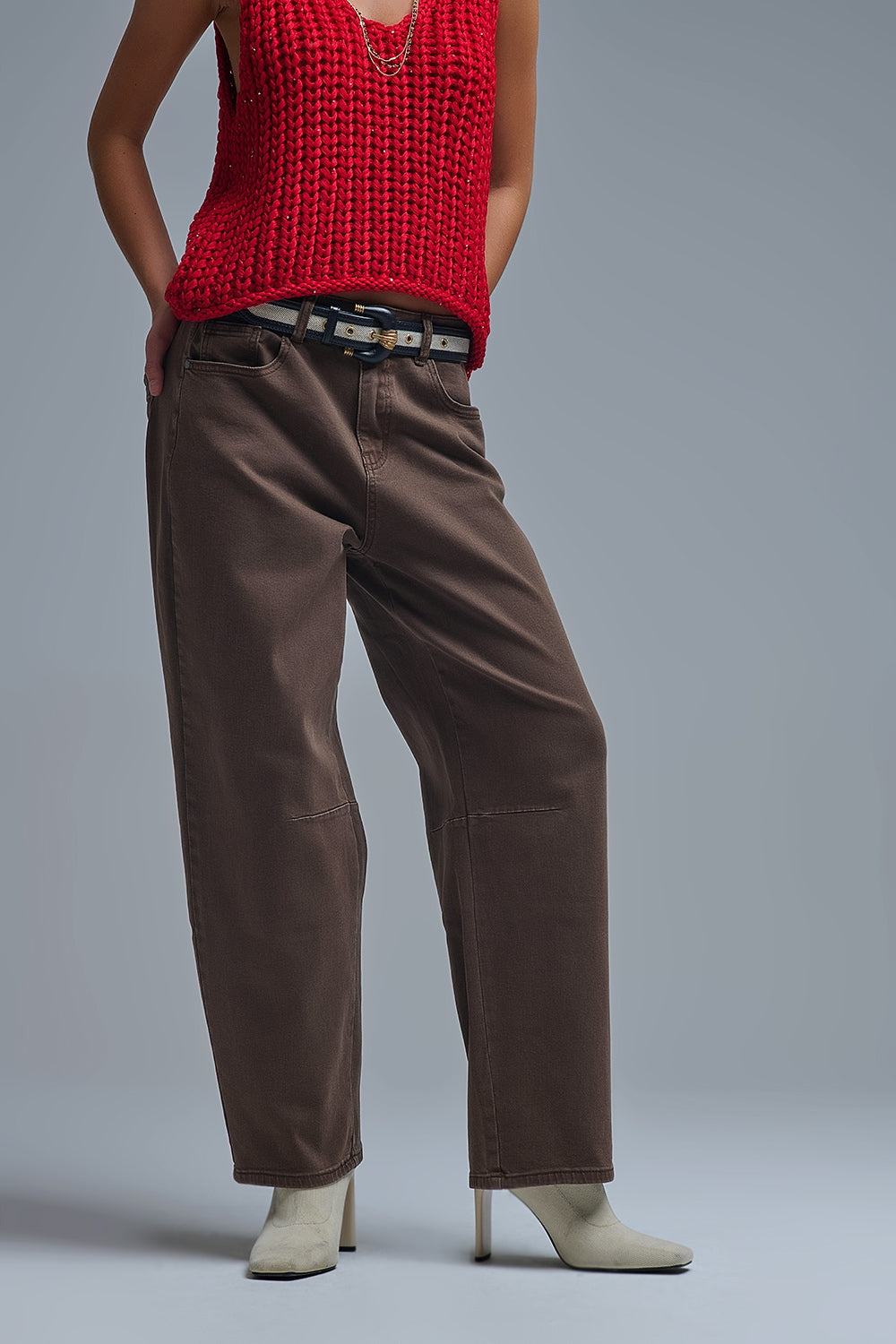 Brown Barrel Leg Jeans - Premium variable from Tooksie - Just $74.90! Shop now at Tooksie