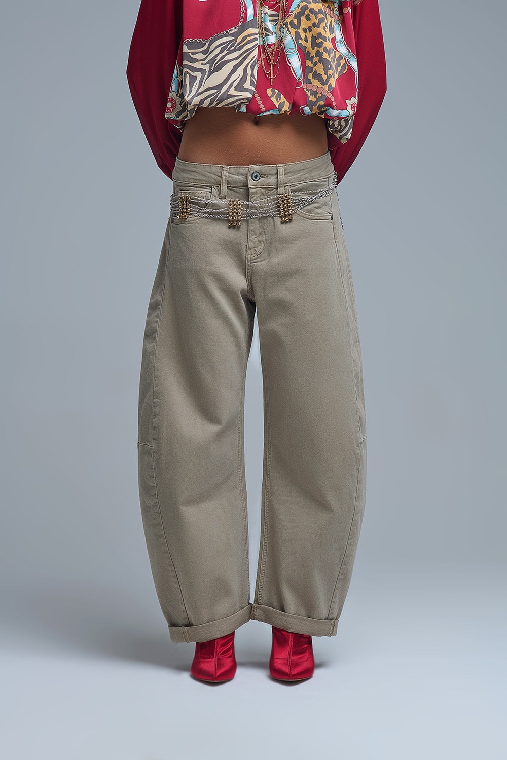 Beige Barrel Jeans - Premium variable from Tooksie - Just $79.90! Shop now at Tooksie