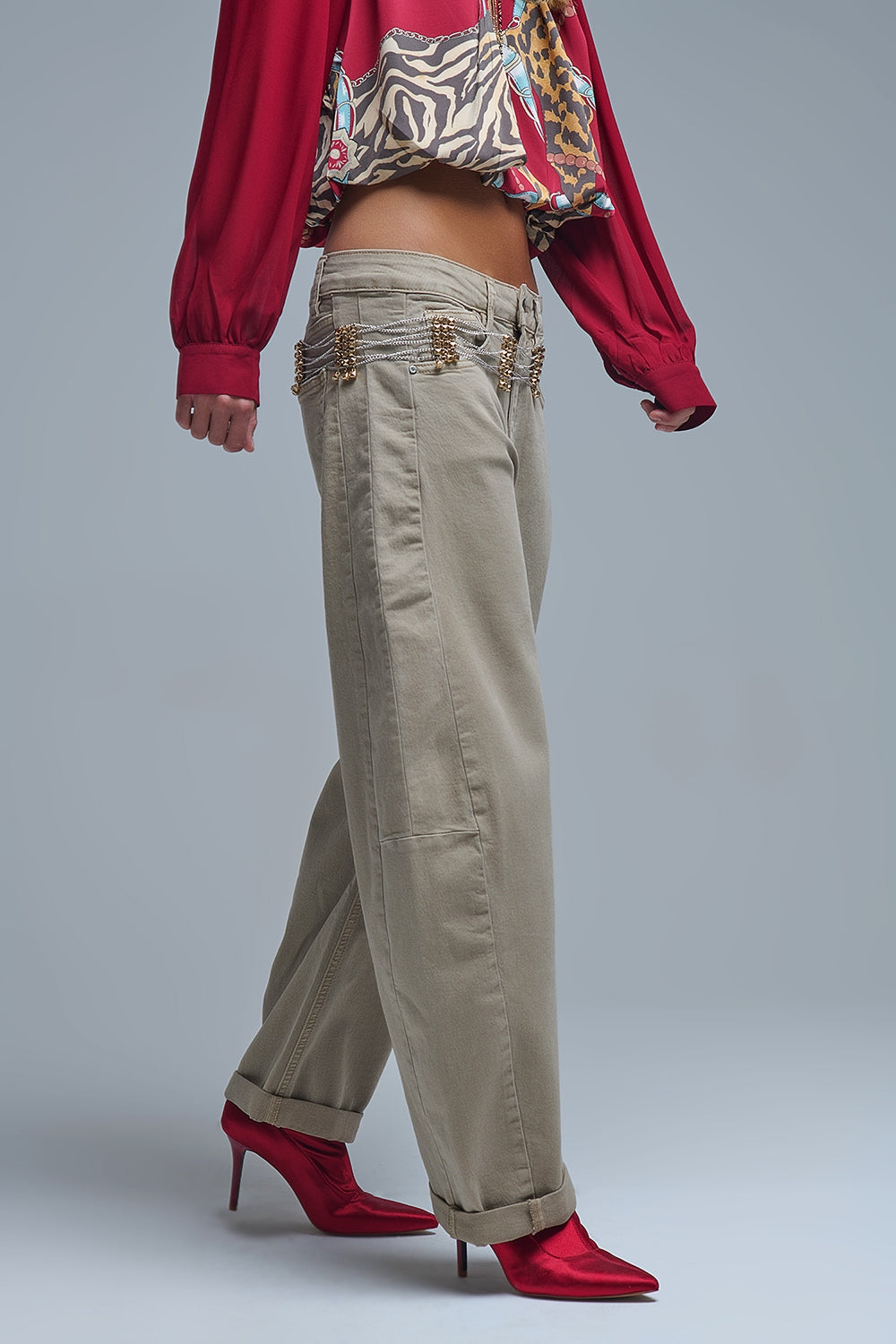 Beige Barrel Jeans - Premium variable from Tooksie - Just $79.90! Shop now at Tooksie