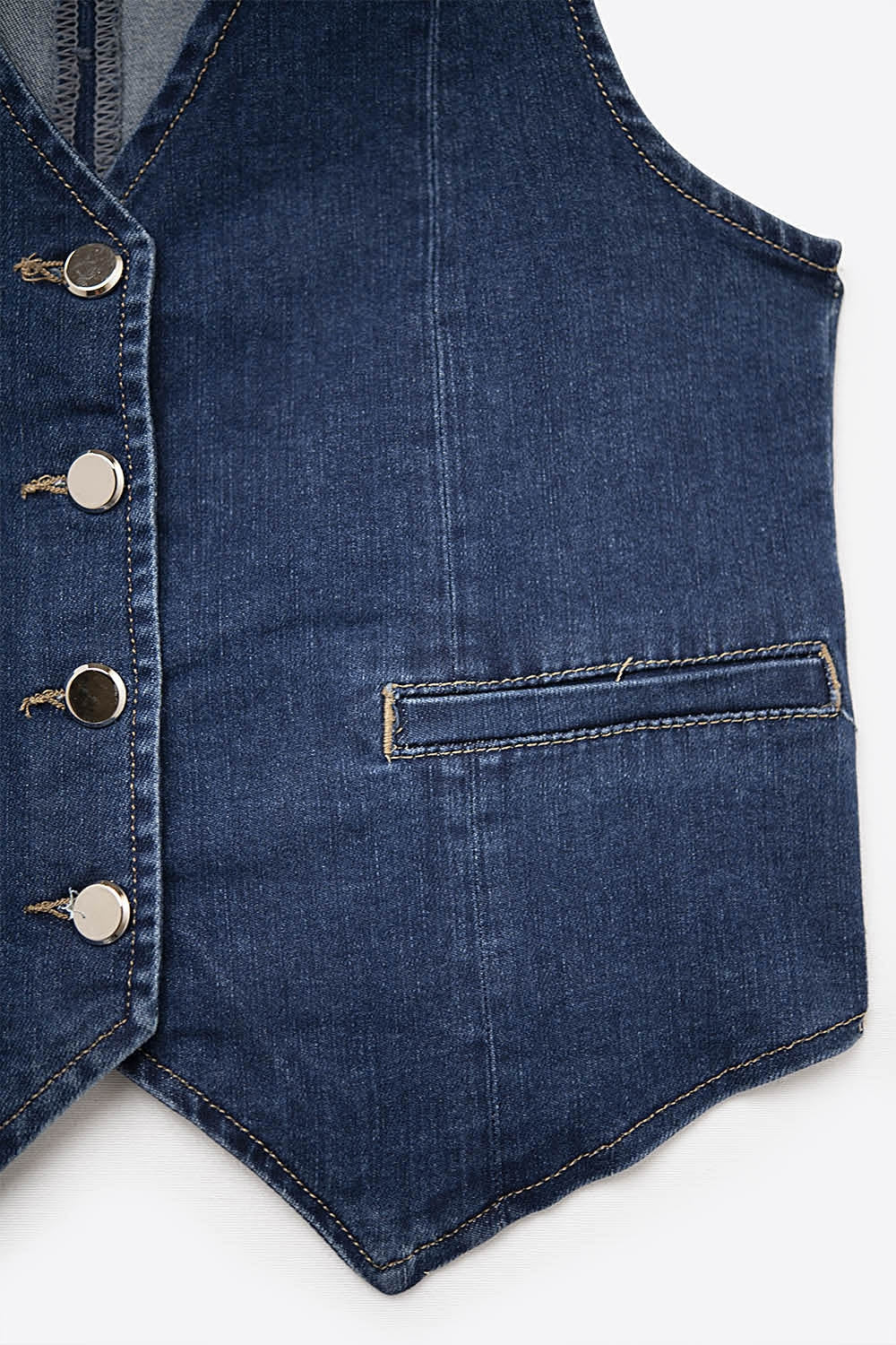 Dark Wash Denim Vest with Silver Buttons - Premium variable from Tooksie - Just $66.90! Shop now at Tooksie