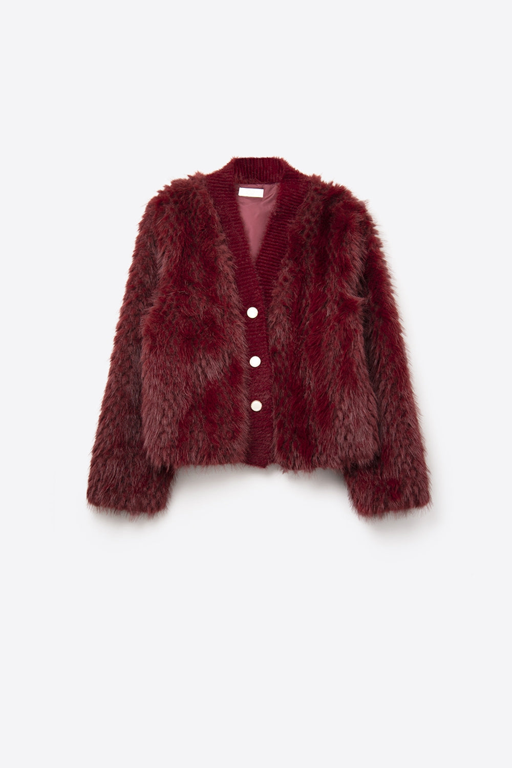 Burgundy Faux Fur Cardigan Jacket - Premium variable from Tooksie - Just $109.90! Shop now at Tooksie