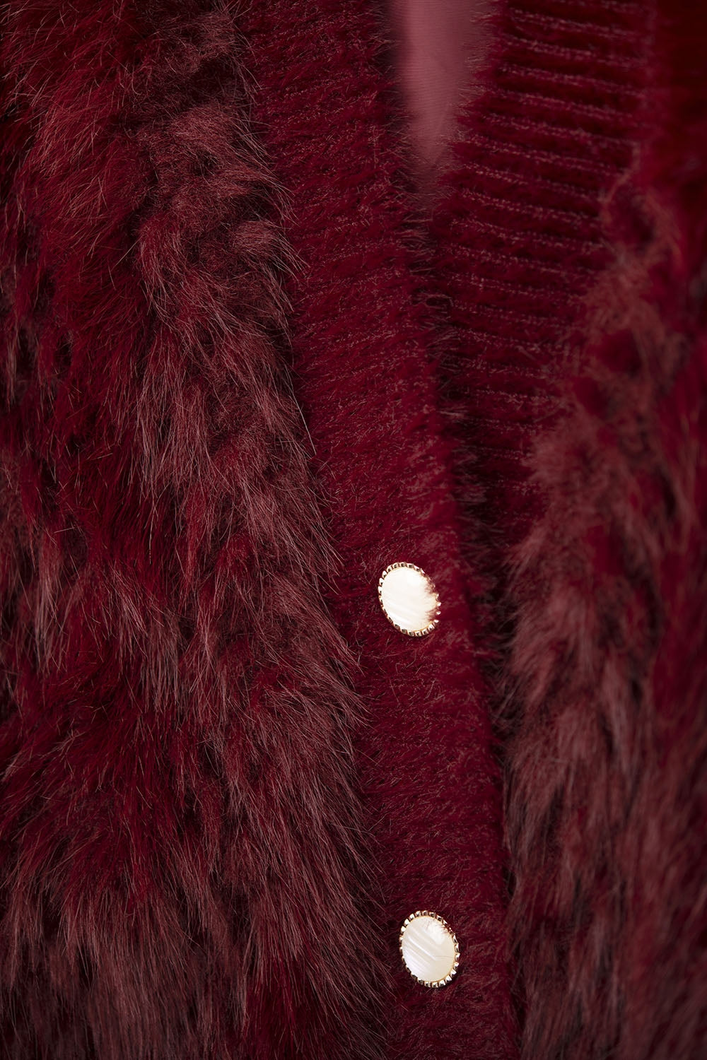 Burgundy Faux Fur Cardigan Jacket - Premium variable from Tooksie - Just $109.90! Shop now at Tooksie