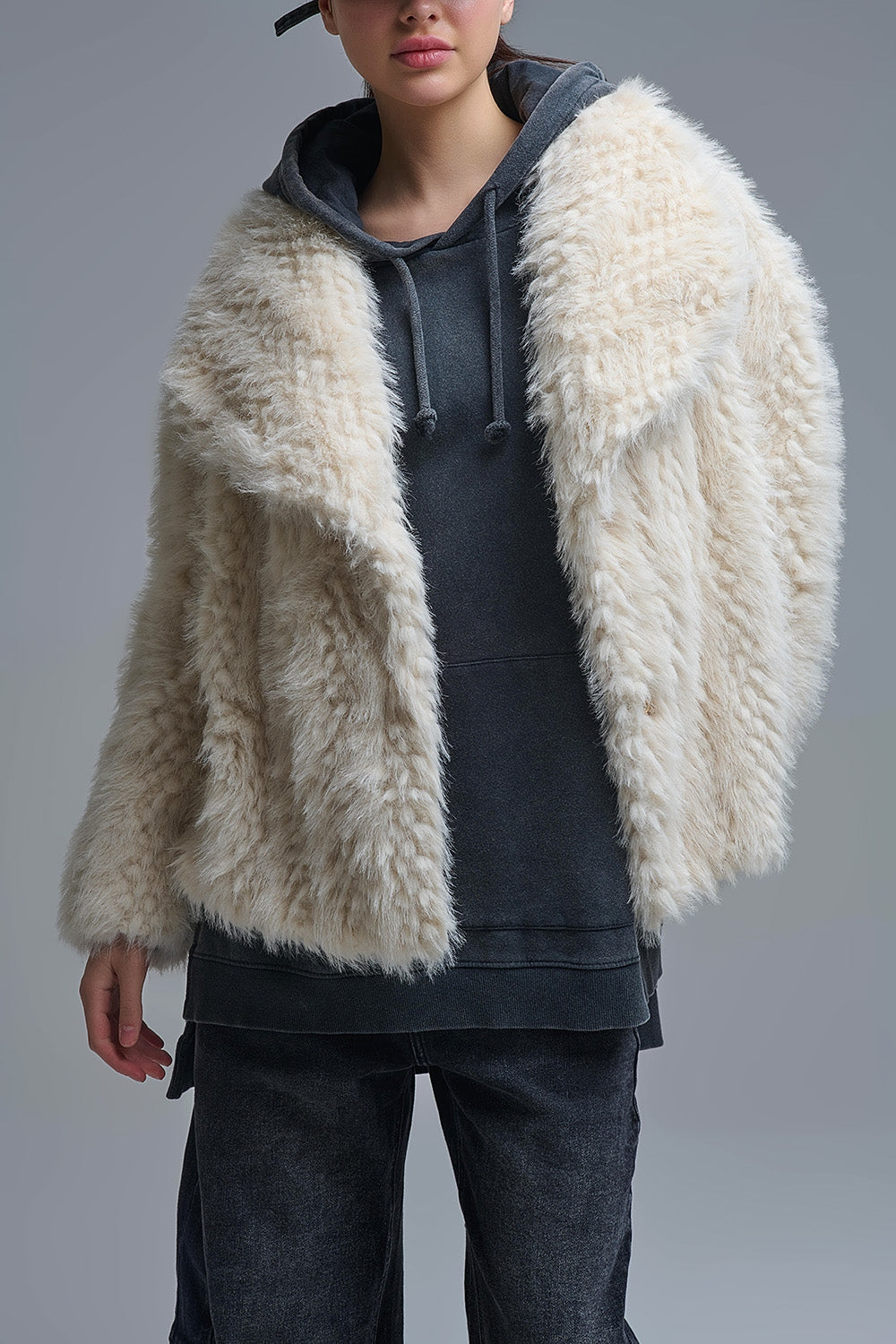 Beige Faux Fur Jacket - Premium variable from Tooksie - Just $129.90! Shop now at Tooksie