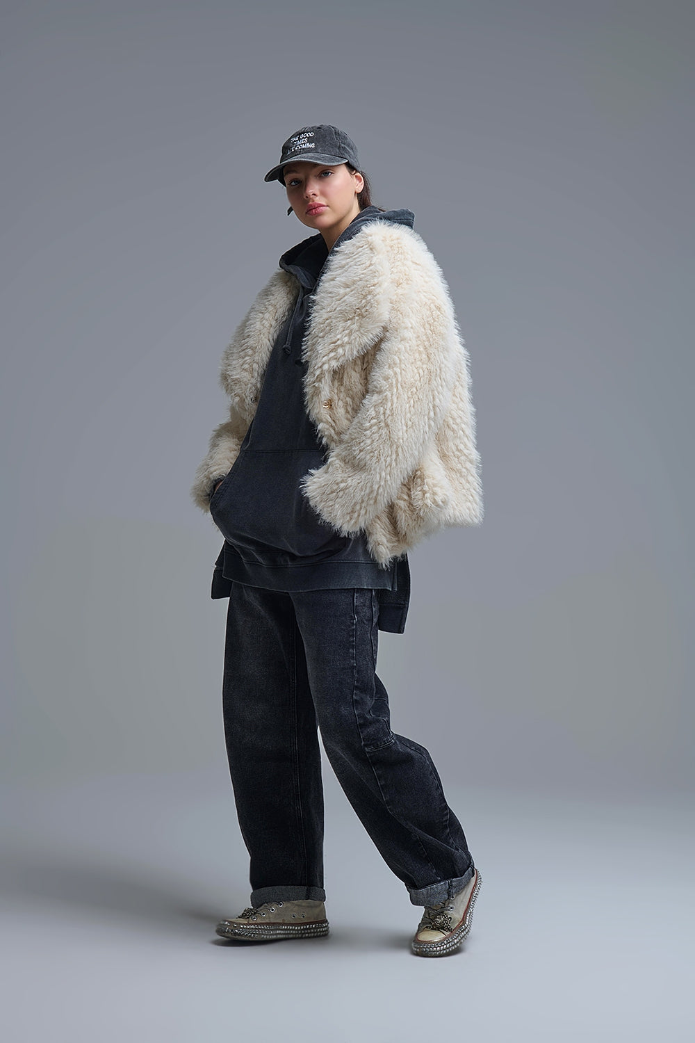 Beige Faux Fur Jacket - Premium variable from Tooksie - Just $129.90! Shop now at Tooksie