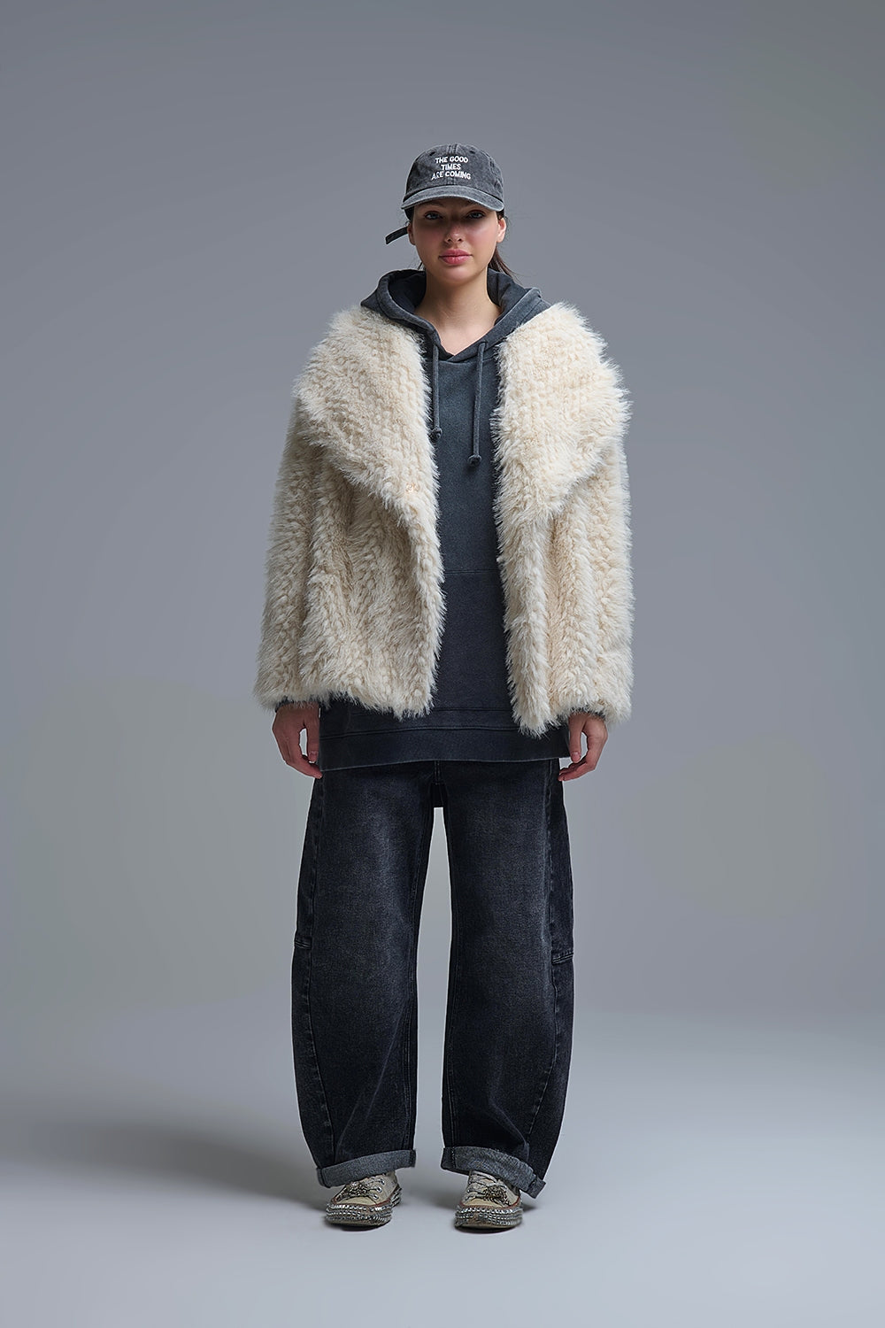 Beige Faux Fur Jacket - Premium variable from Tooksie - Just $129.90! Shop now at Tooksie