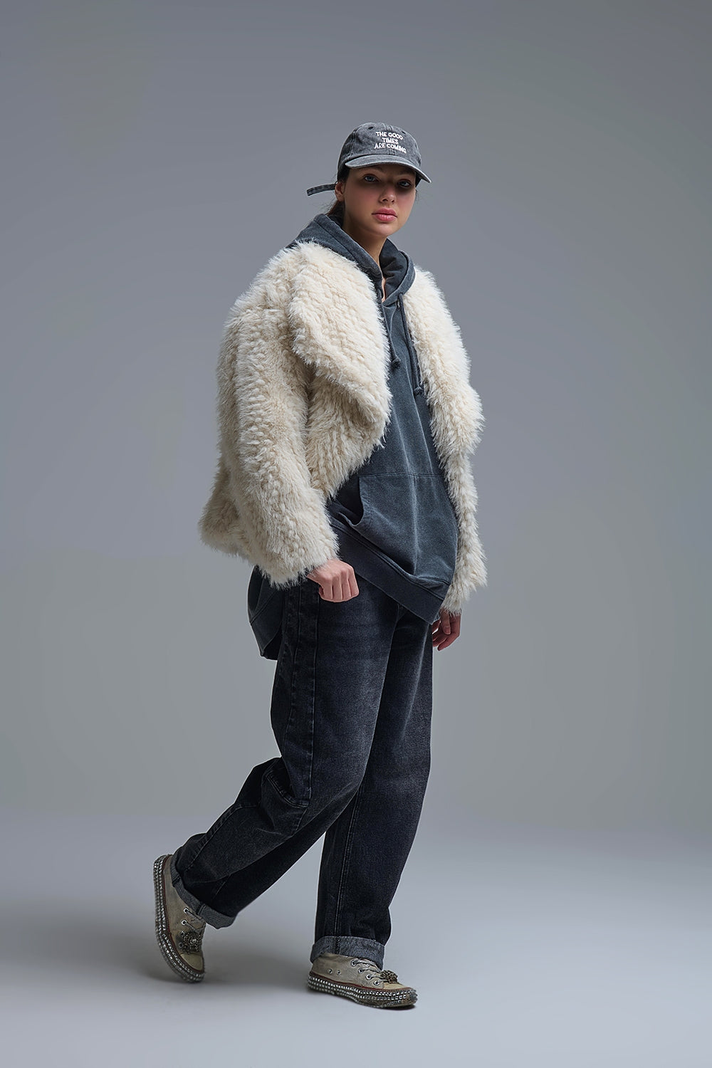 Beige Faux Fur Jacket - Premium variable from Tooksie - Just $129.90! Shop now at Tooksie