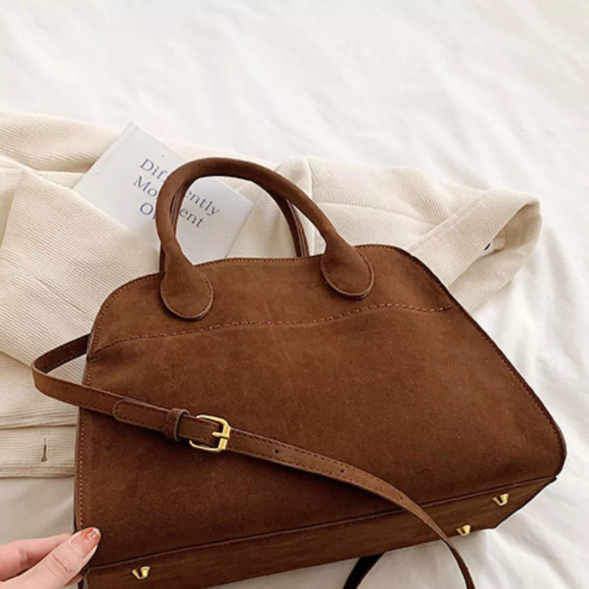 Suede Style Large Handbag - Premium variable from Tooksie - Just $51.99! Shop now at Tooksie