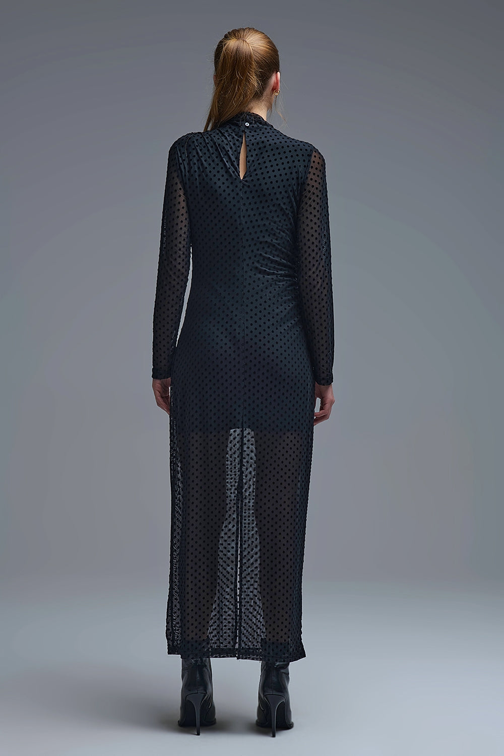 Black Sheer Polka Dot Midi Dress - Premium variable from Tooksie - Just $84.90! Shop now at Tooksie