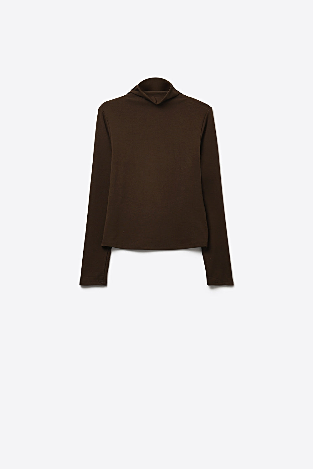 Brown Turtleneck Long Sleeve T-Shirt