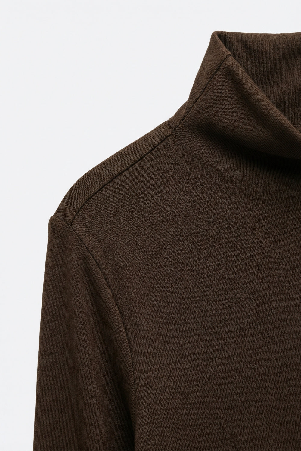 Brown Turtleneck Long Sleeve T-Shirt