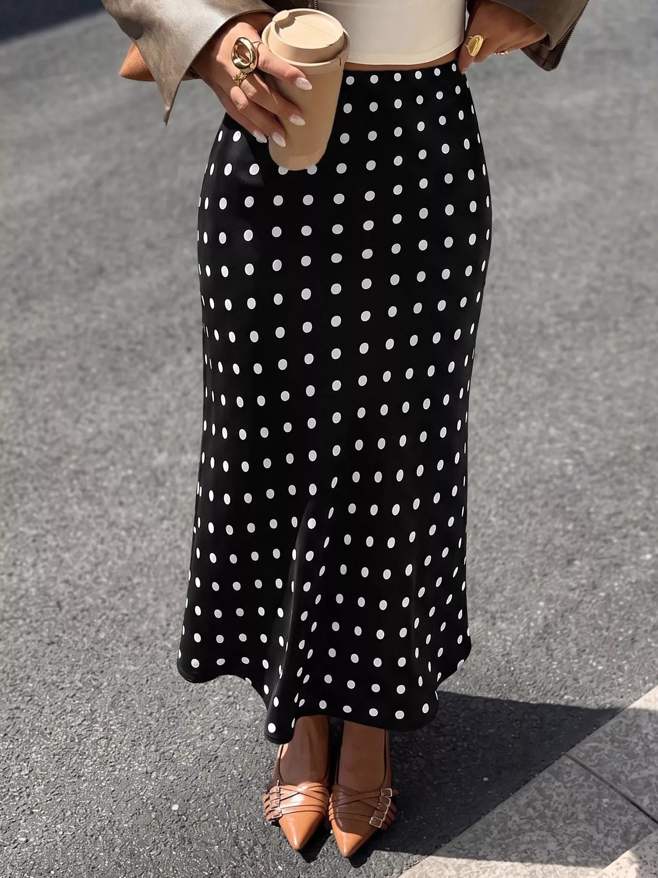 Polka Dot Midi Skirt - Premium variable from Tooksie - Just $33.99! Shop now at Tooksie
