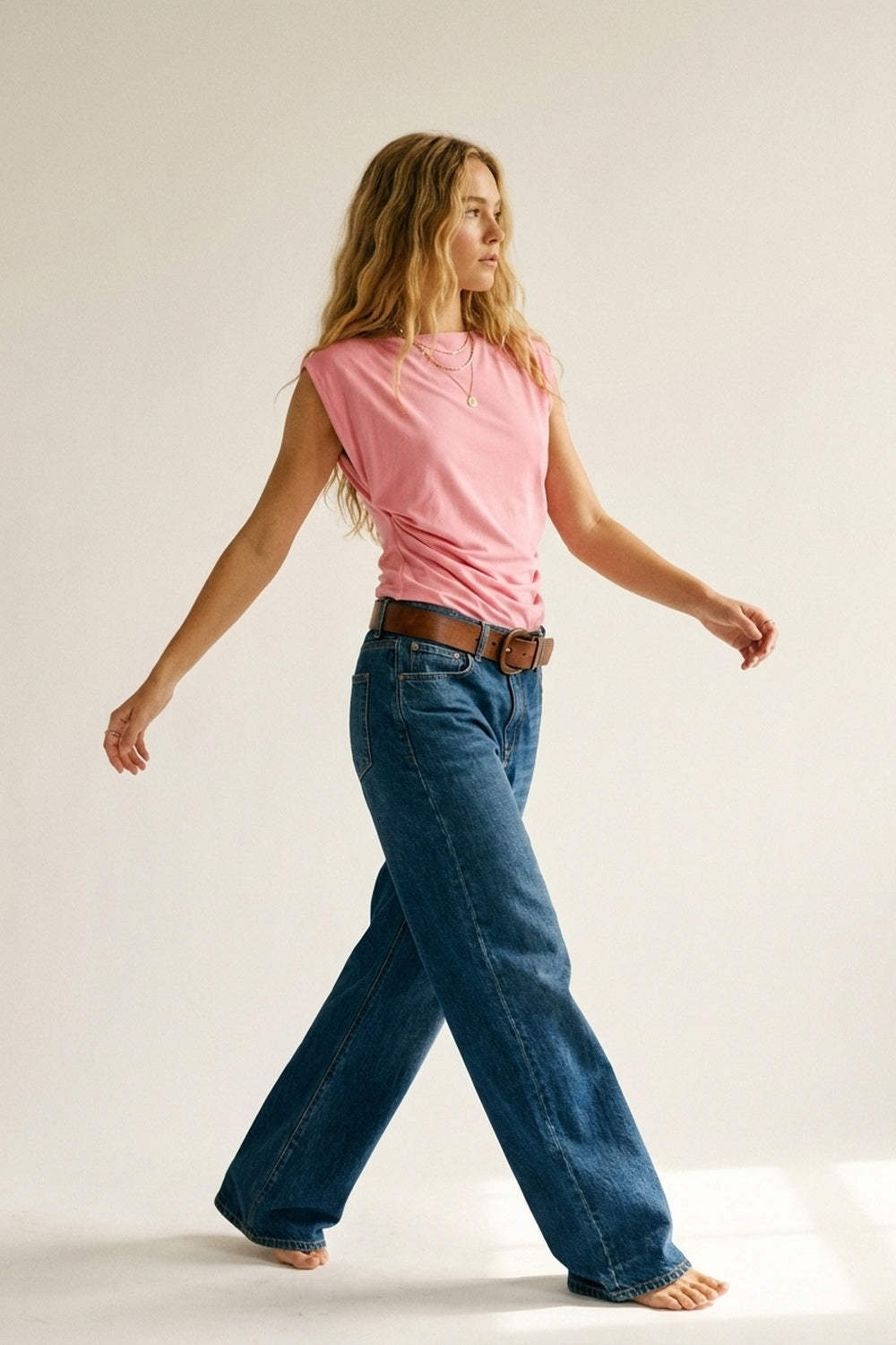Pink Draped Sleeveless Asymmetric Top - Premium variation from Tooksie - Just $54.90! Shop now at Tooksie