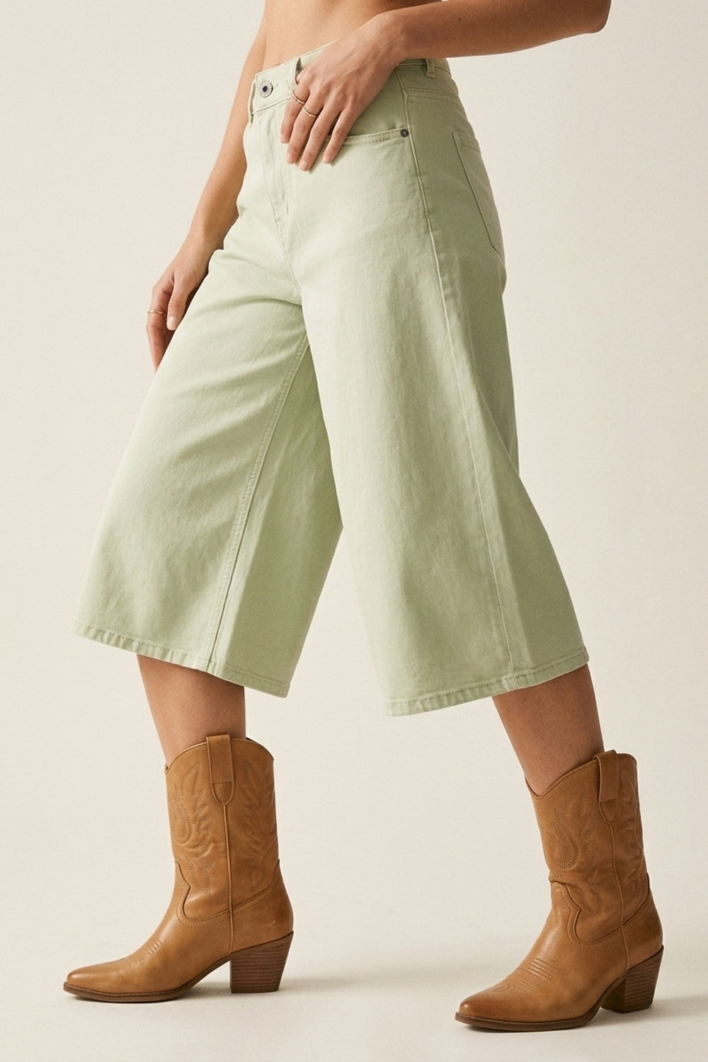 Mint Green Denim Bermuda Shorts - Premium variable from Tooksie - Just $69.90! Shop now at Tooksie