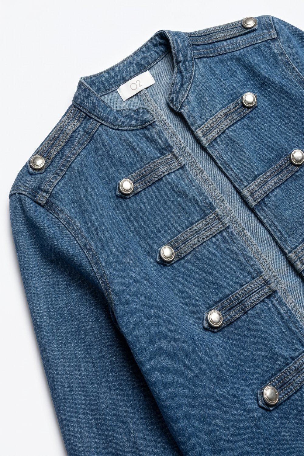 Denim Military Cropped Jacket - Premium simple from Tooksie - Just $104.90! Shop now at Tooksie