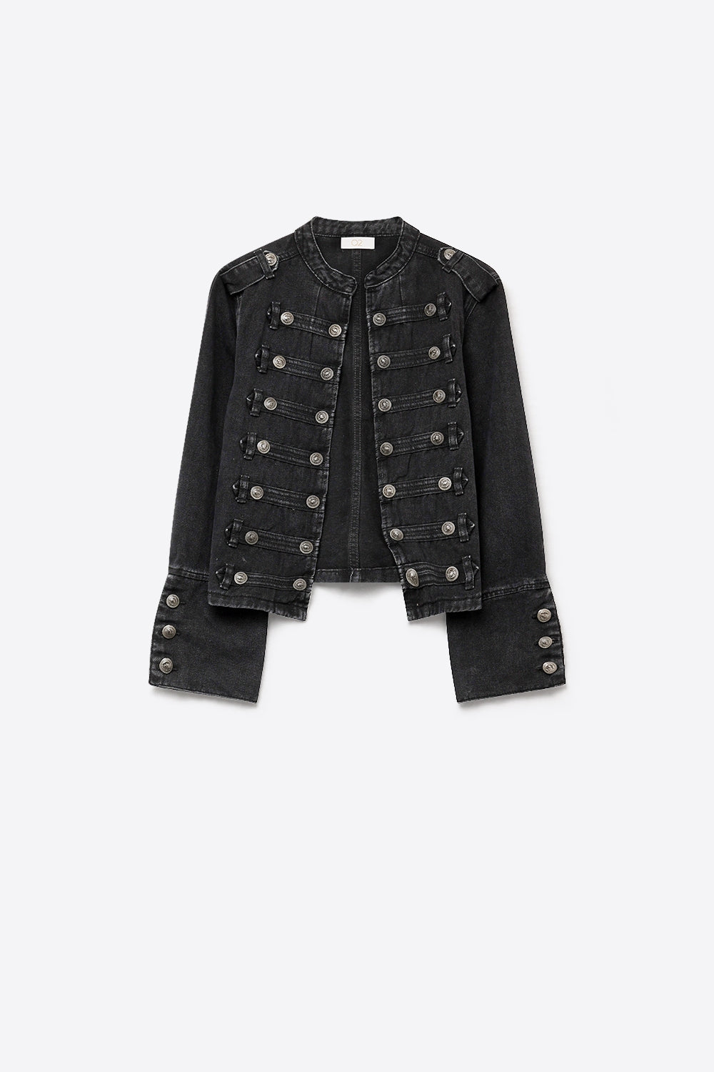 Black Wash Denim Military Jacket with Decorative Buttons - Premium variable from Tooksie - Just $114.90! Shop now at Tooksie