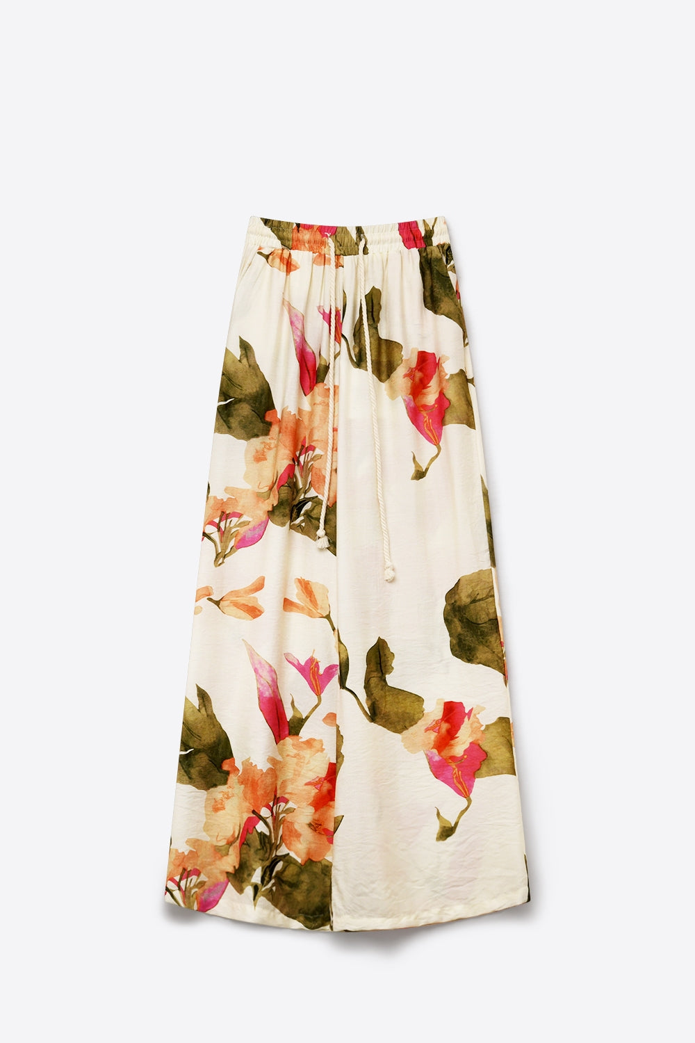 Cream Floral Print wide leg Pants