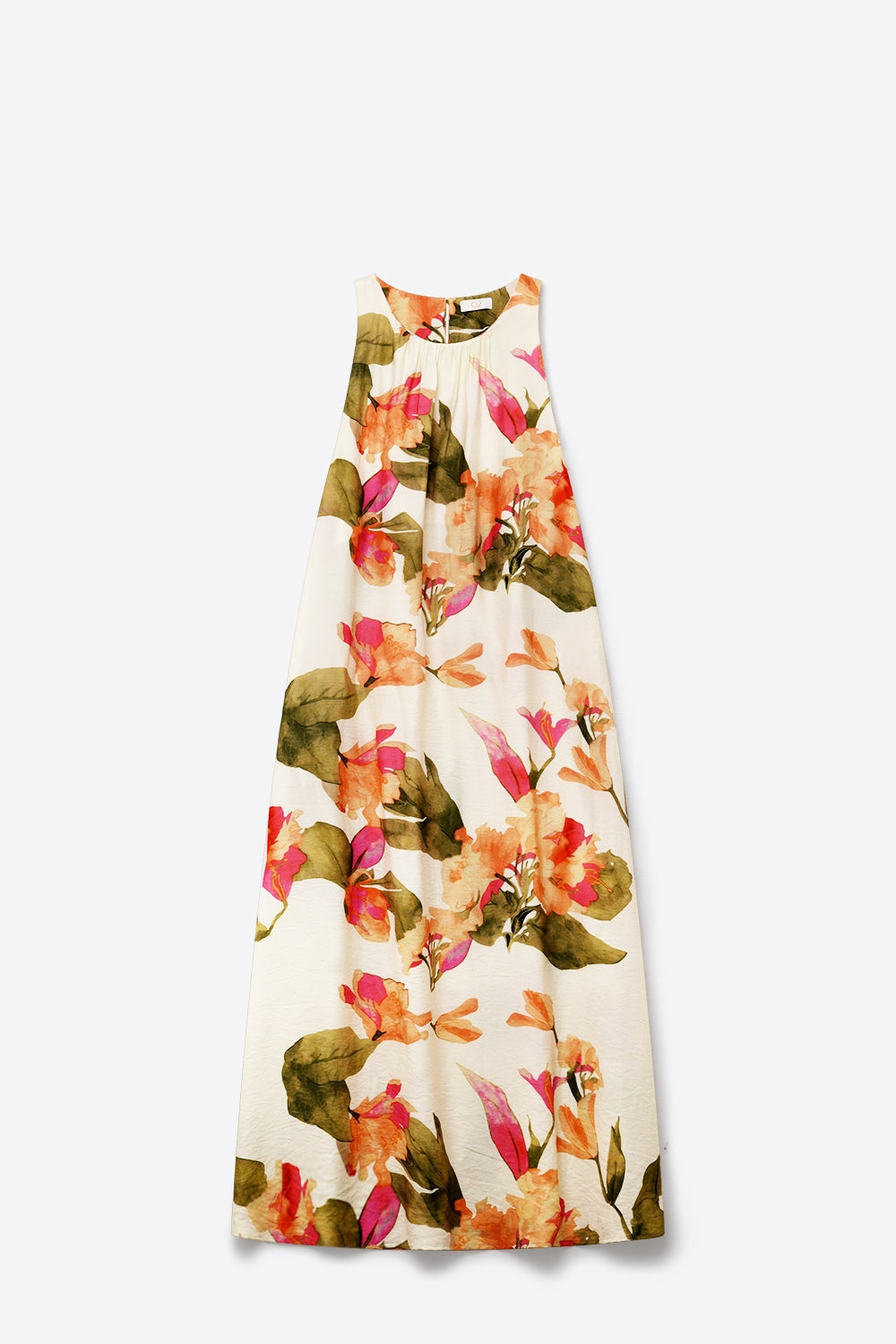 Sleeveless lightweight woven maxi dress with cream floral print - Premium Dresses from Tooksie - Just $89.90! Shop now at Tooksie