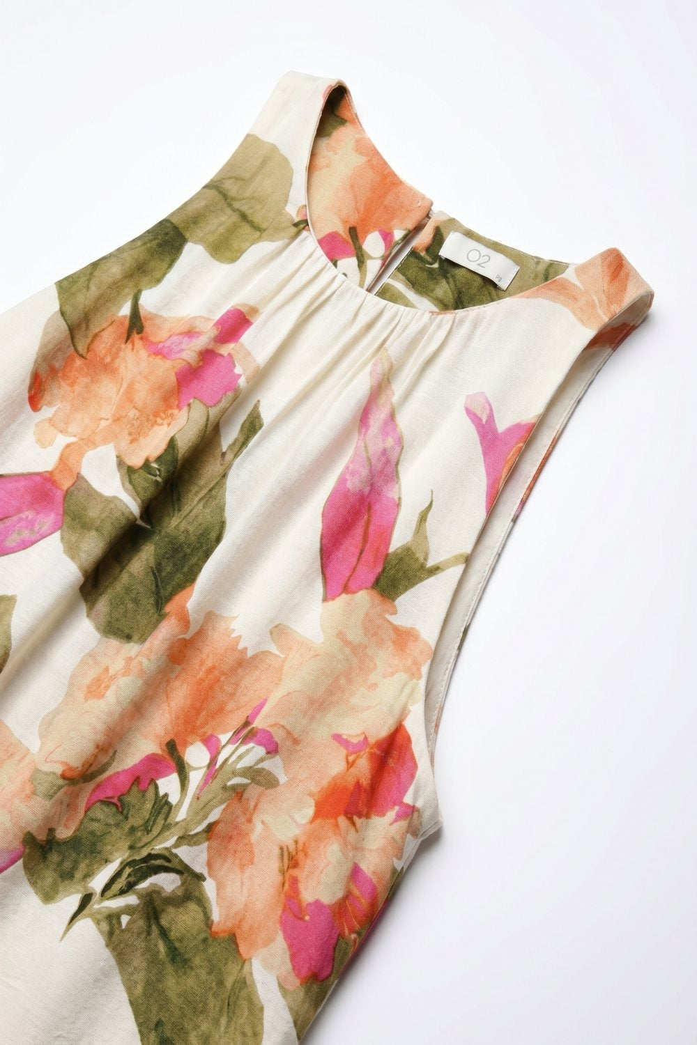 Sleeveless lightweight woven maxi dress with cream floral print - Premium Dresses from Tooksie - Just $89.90! Shop now at Tooksie