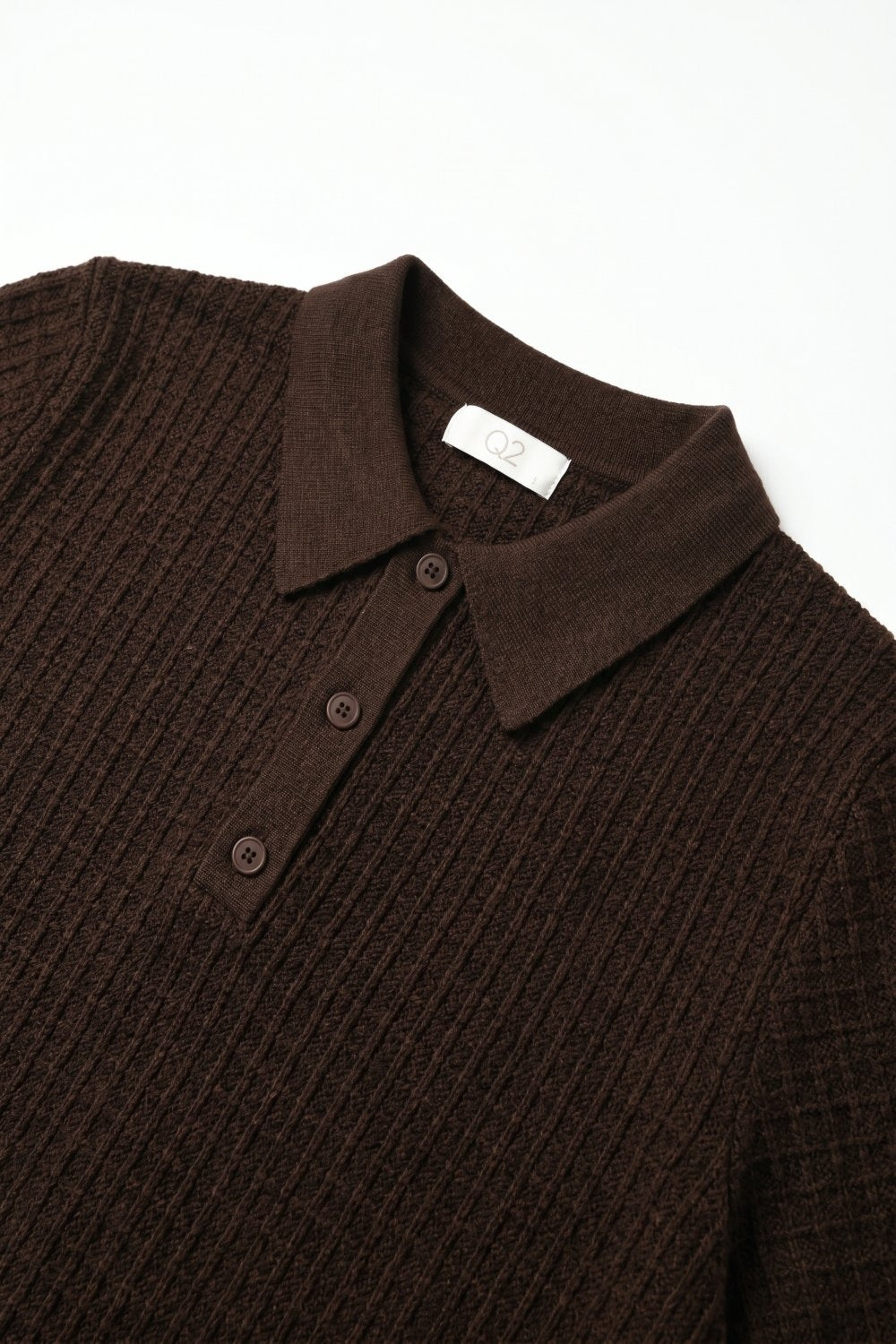 Brown Short Sleeve Textured Knit Polo Sweater - Premium variable from Tooksie - Just $69.90! Shop now at Tooksie