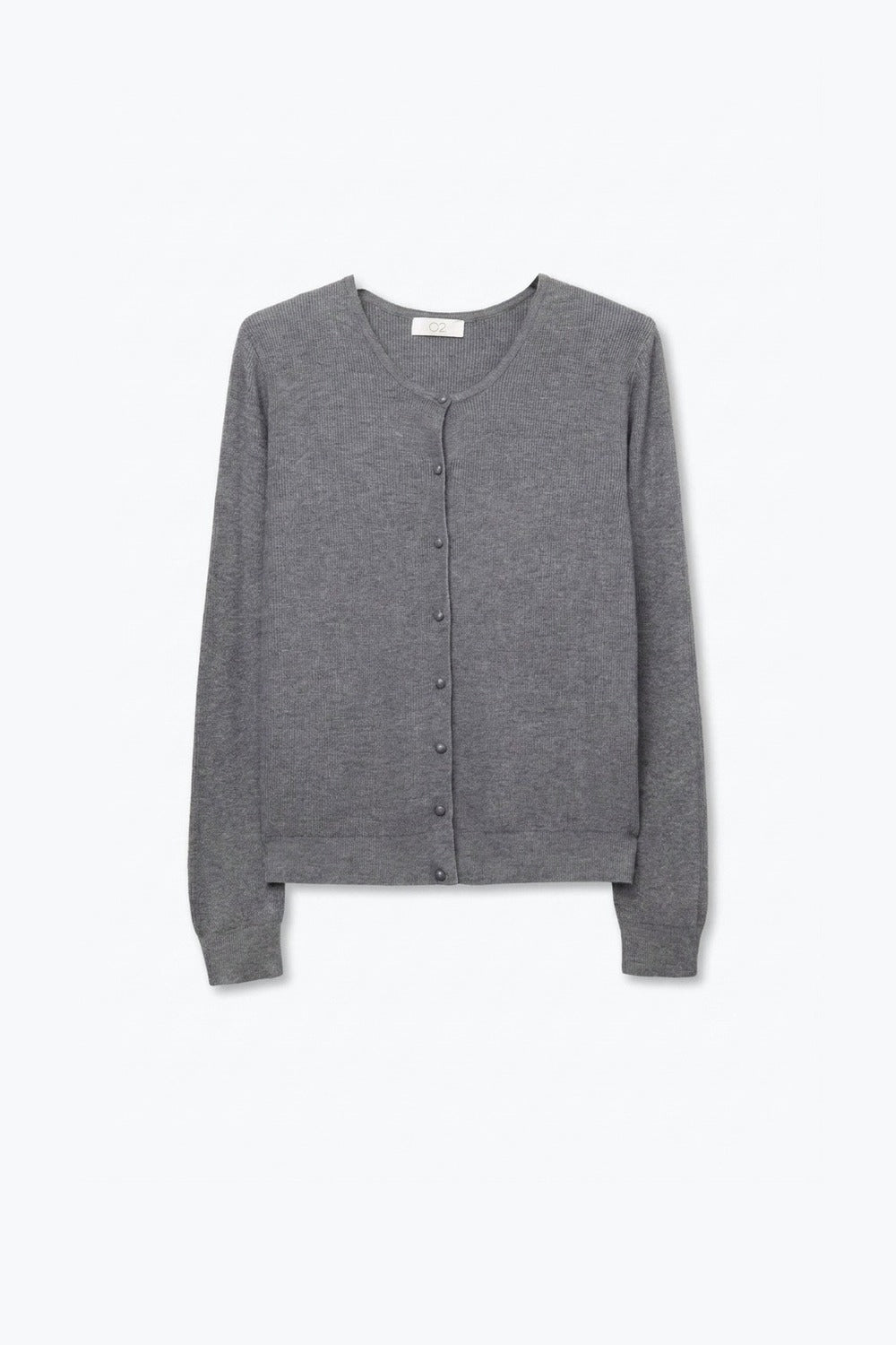 Grey Ribbed Knit Button Front Crew Neck Cardigan - Premium simple from Tooksie - Just $54.90! Shop now at Tooksie