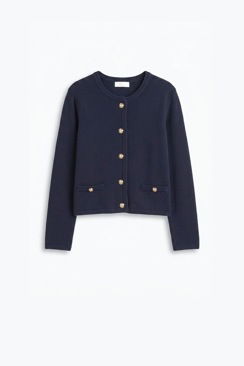 Navy Fine Knit Cropped Cardigan - Premium simple from Tooksie - Just $64.90! Shop now at Tooksie