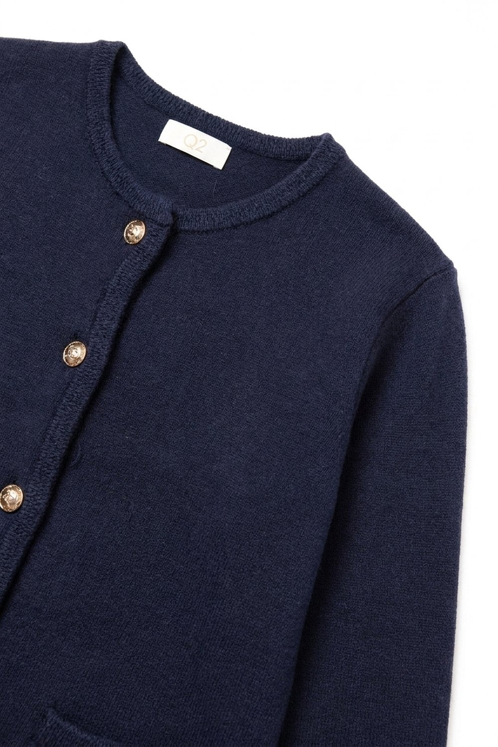 Navy Fine Knit Cropped Cardigan - Premium simple from Tooksie - Just $64.90! Shop now at Tooksie