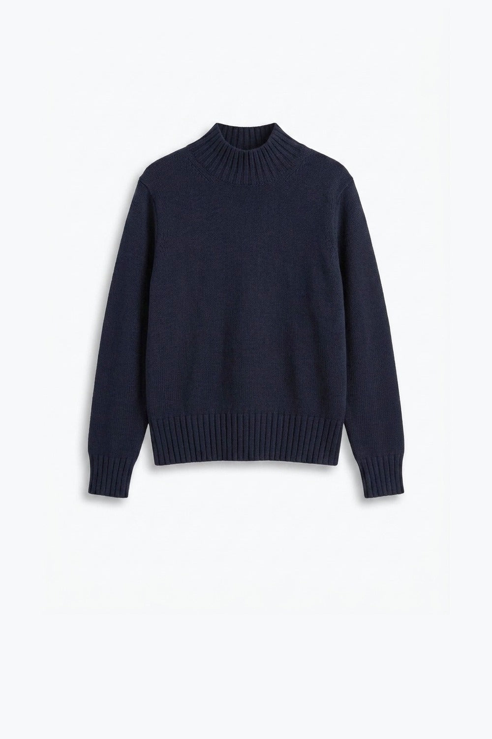Navy High Collar Sweater - Premium simple from Tooksie - Just $59.90! Shop now at Tooksie