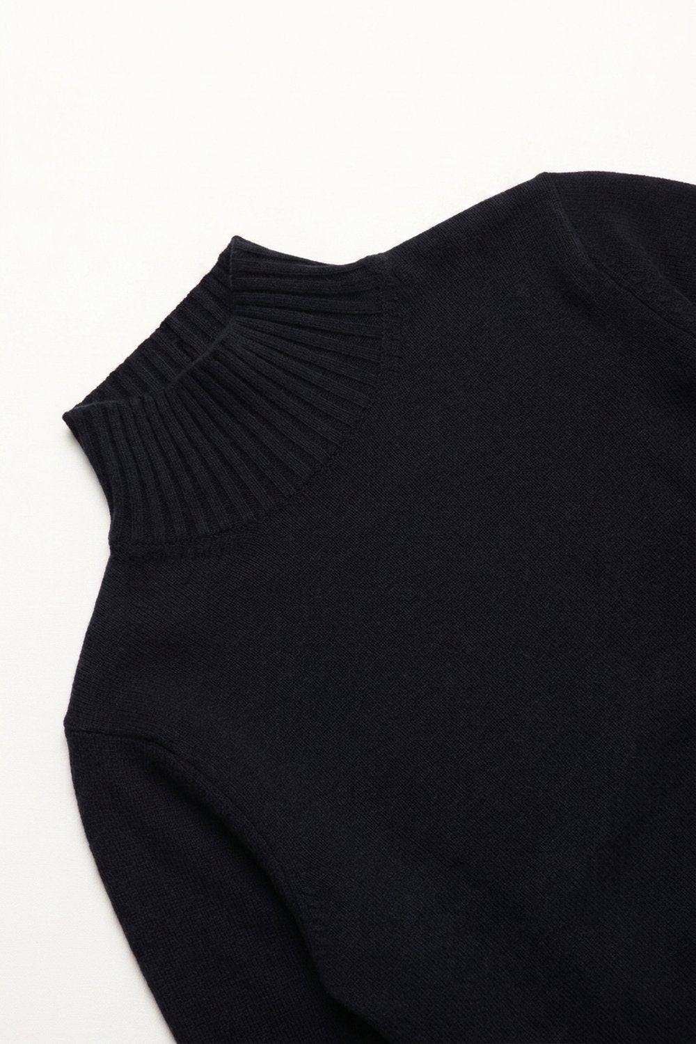 Navy High Collar Sweater - Premium simple from Tooksie - Just $59.90! Shop now at Tooksie