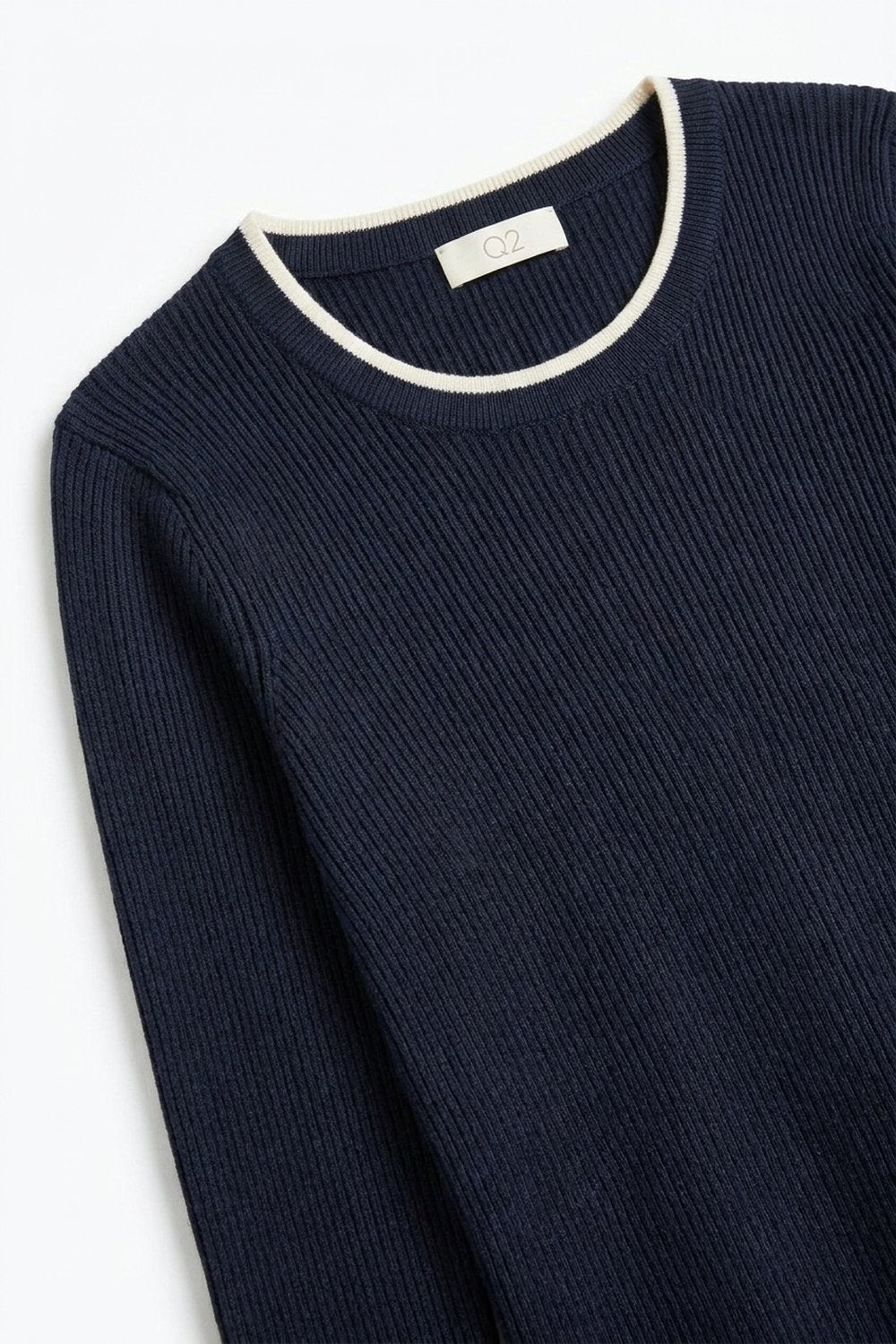 Navy Ribbed Crew Neck sweater - Premium simple from Tooksie - Just $64.90! Shop now at Tooksie