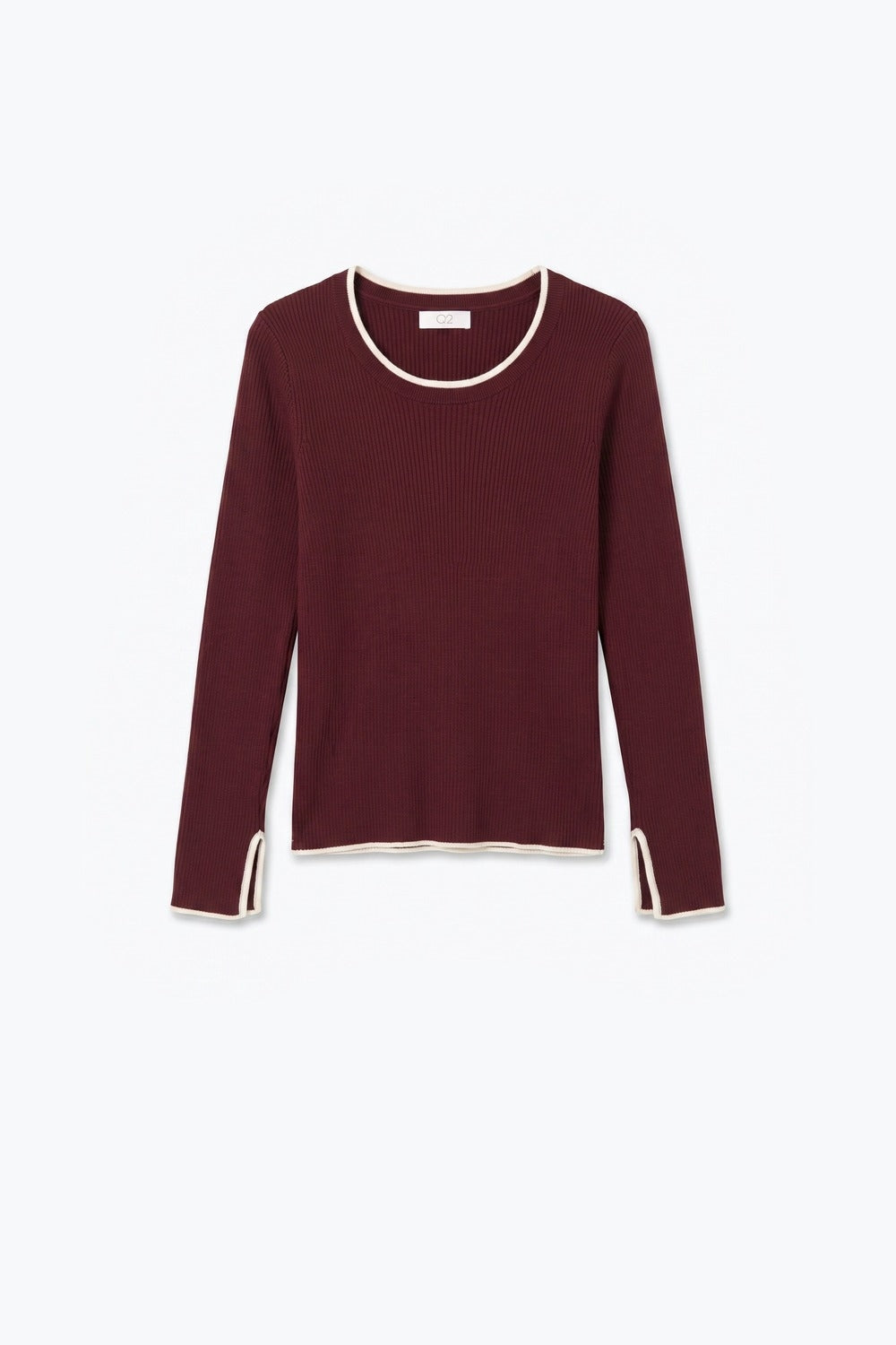 Burgundy Ribbed Crew Neck Sweater - Premium simple from Tooksie - Just $64.90! Shop now at Tooksie