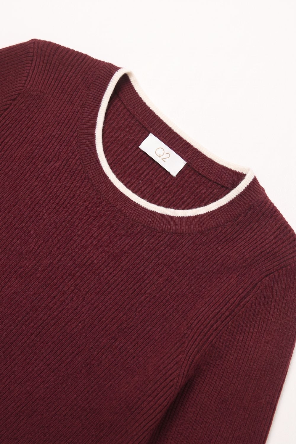 Burgundy Ribbed Crew Neck Sweater - Premium simple from Tooksie - Just $64.90! Shop now at Tooksie