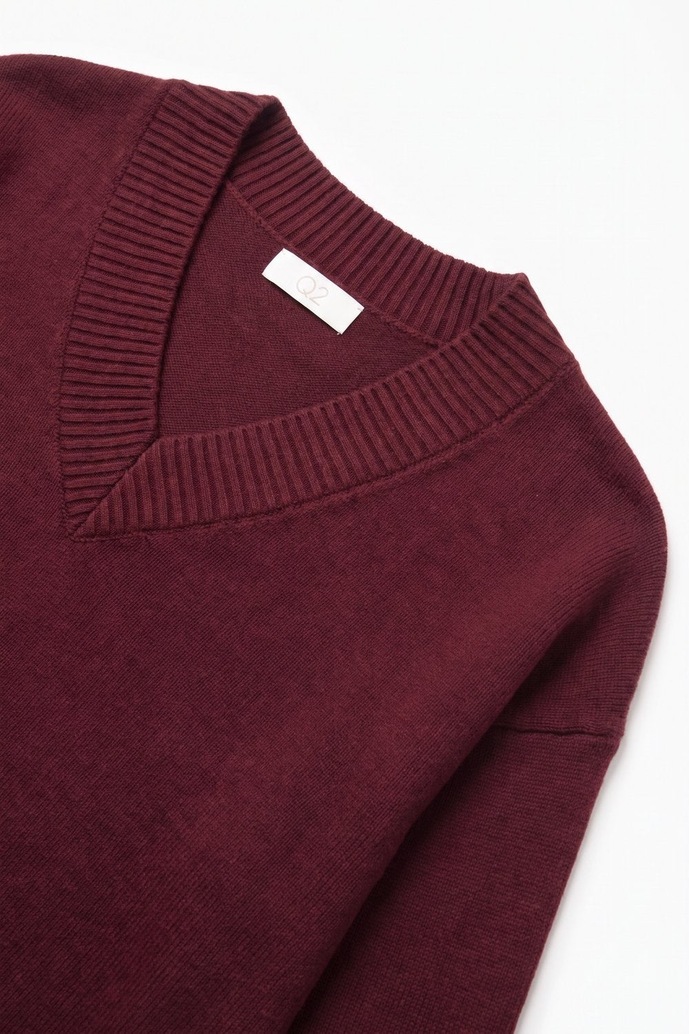 Burgundy V-Neck Sweater - Premium simple from Tooksie - Just $64.90! Shop now at Tooksie
