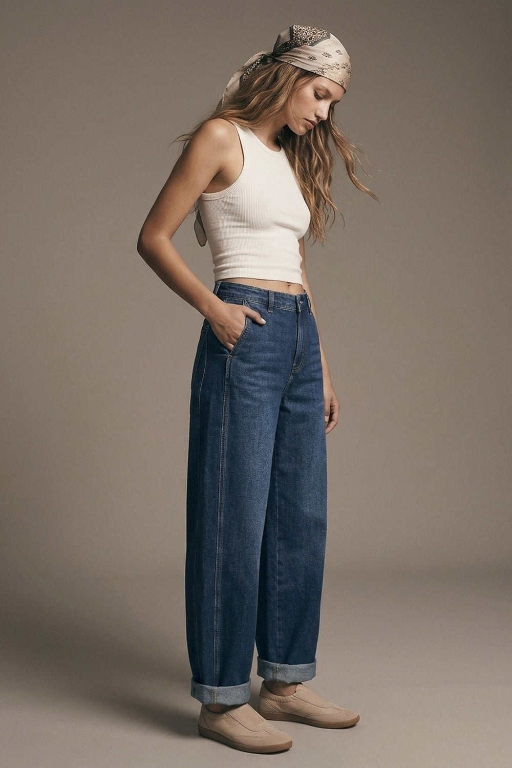 Dark Wash Blue Wide Leg Jeans With Side Pockets - Premium variable from Tooksie - Just $89.90! Shop now at Tooksie