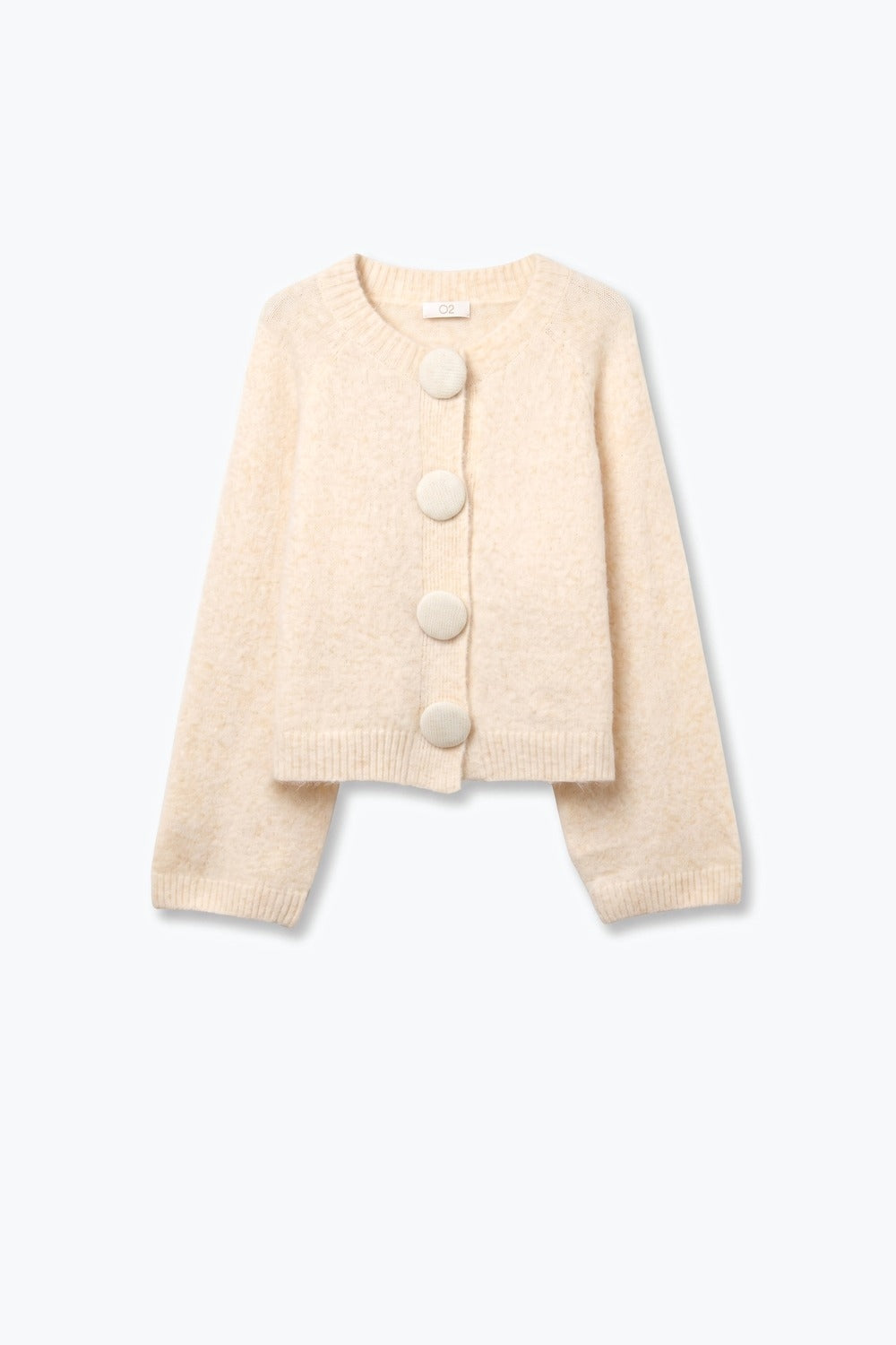 Cream fluffy Knit Round Neck Button Front Cardigan - Premium Cardigans from Q2 - Just $79.90! Shop now at Tooksie