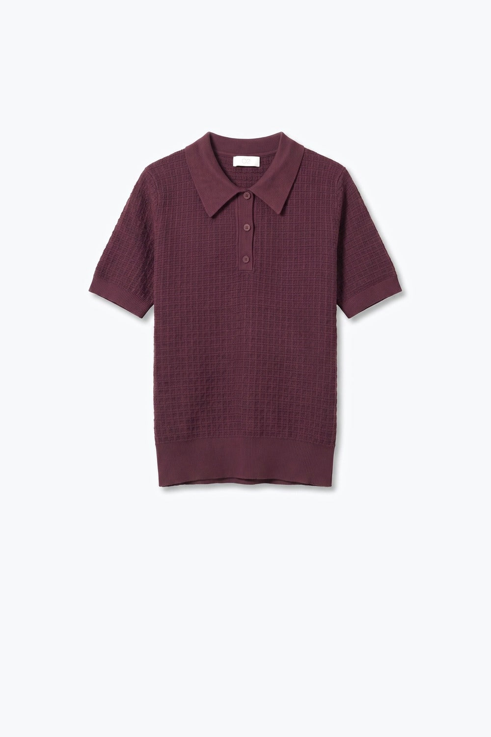 Burgundy Waffle Knit Button Down Short Sleeve Polo Sweater - Premium variable from Tooksie - Just $69.90! Shop now at Tooksie