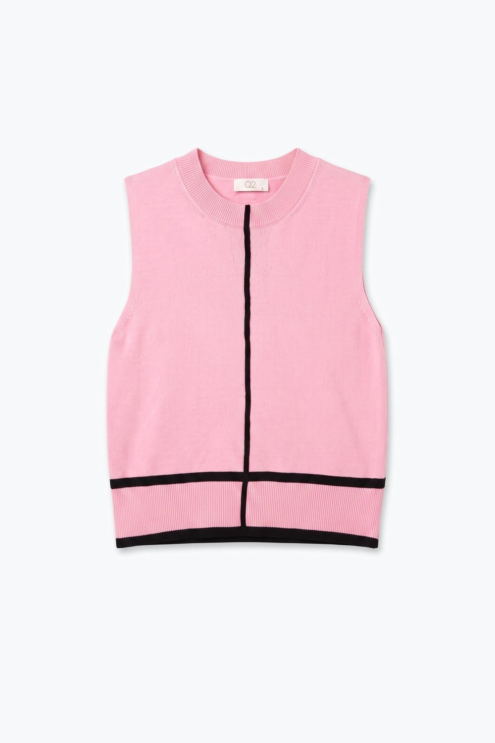 Light Pink Fine Knit Contrast Seam Sleeveless Top - Premium Sweaters from Tooksie - Just $64.90! Shop now at Tooksie