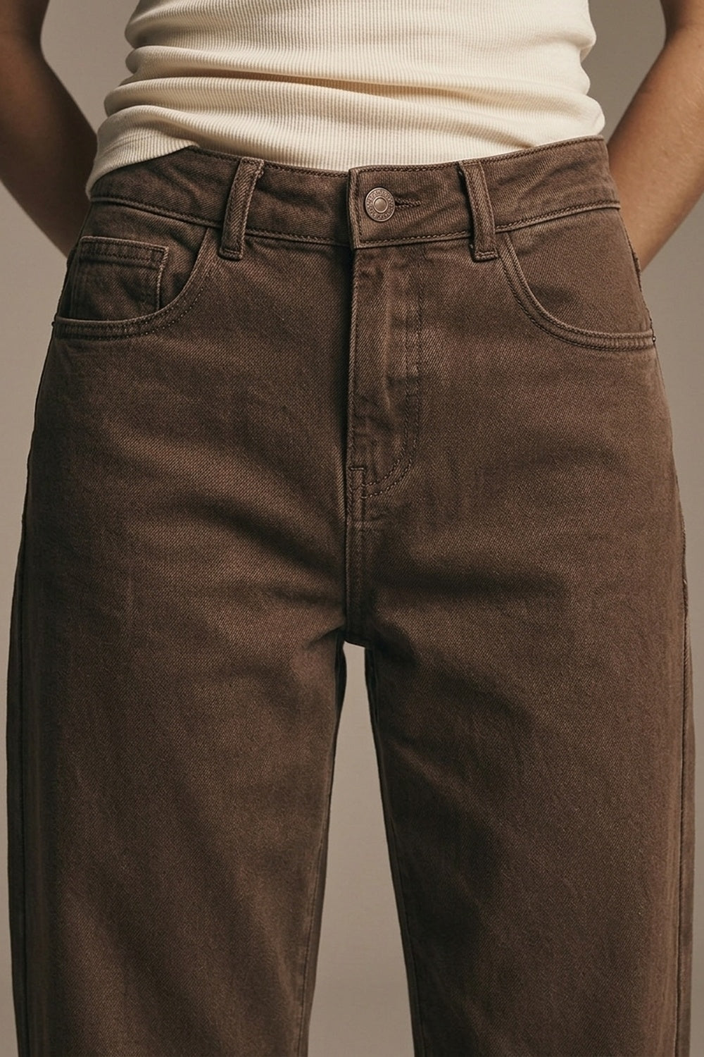 Brown Barrel Leg Jeans - Premium variable from Tooksie - Just $74.90! Shop now at Tooksie