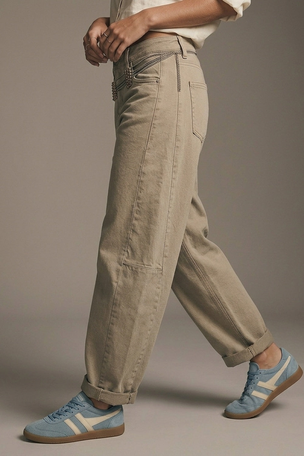 Beige Barrel Jeans - Premium variable from Tooksie - Just $79.90! Shop now at Tooksie