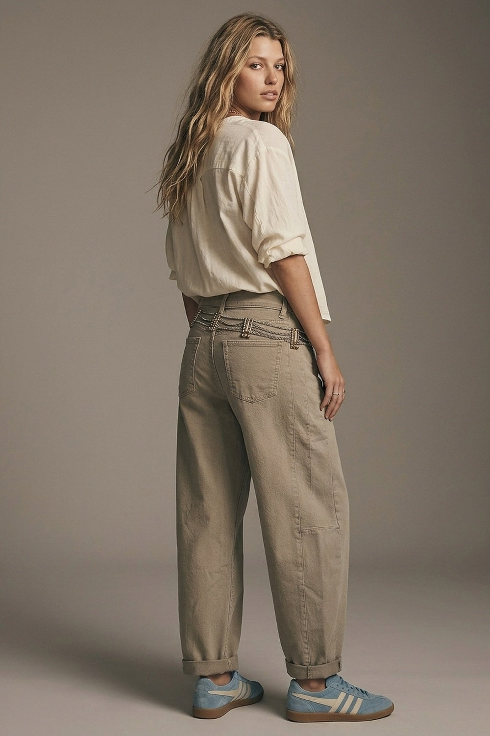 Beige Barrel Jeans - Premium variable from Tooksie - Just $79.90! Shop now at Tooksie