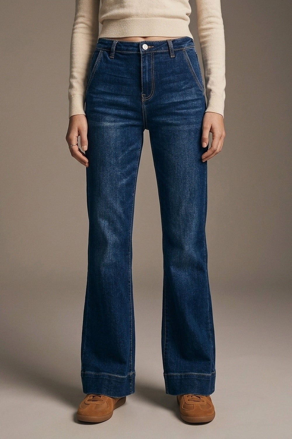 Dark Blue High Waisted Flare Jeans - Premium variable from Tooksie - Just $79.90! Shop now at Tooksie