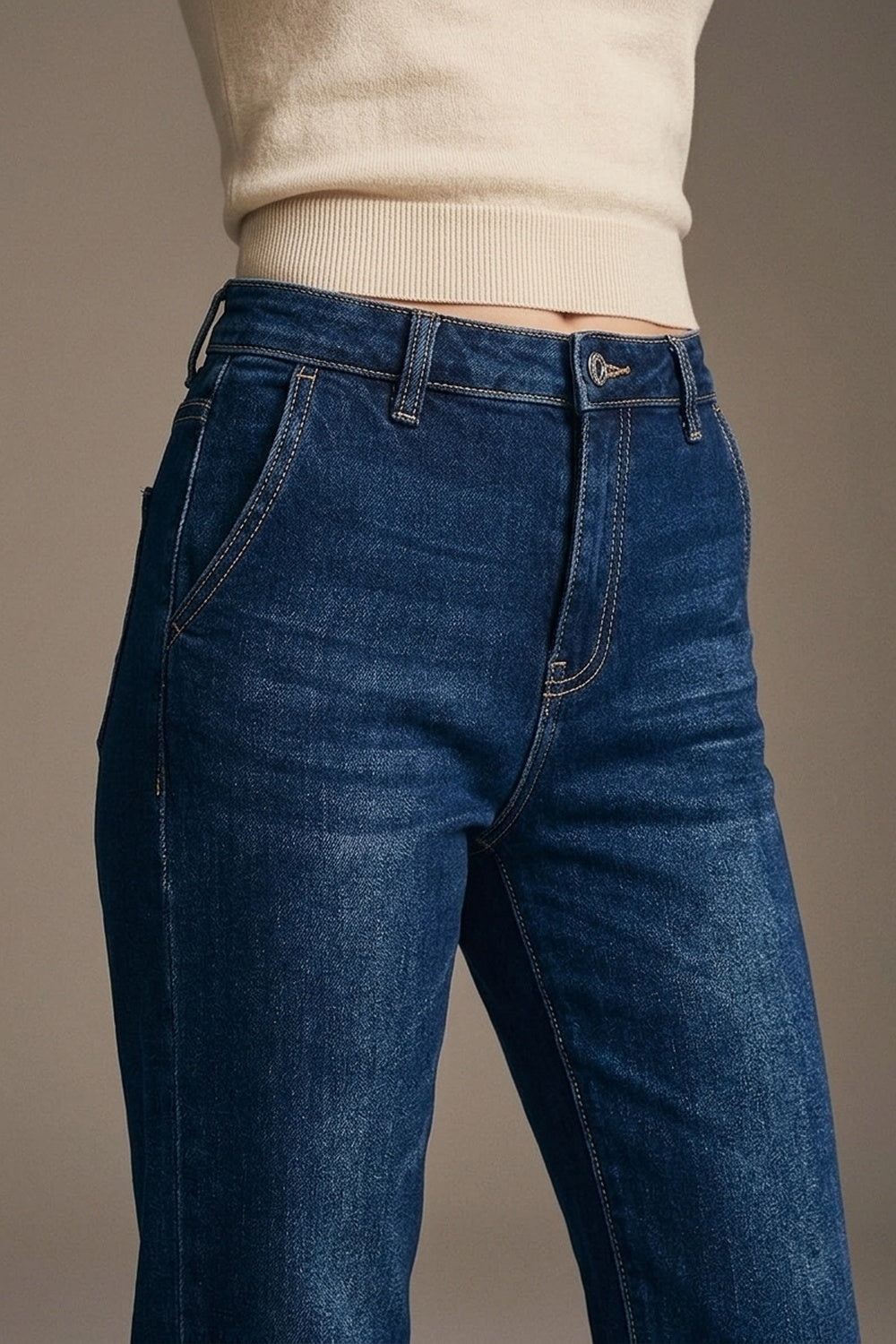 Dark Blue High Waisted Flare Jeans - Premium variable from Tooksie - Just $79.90! Shop now at Tooksie