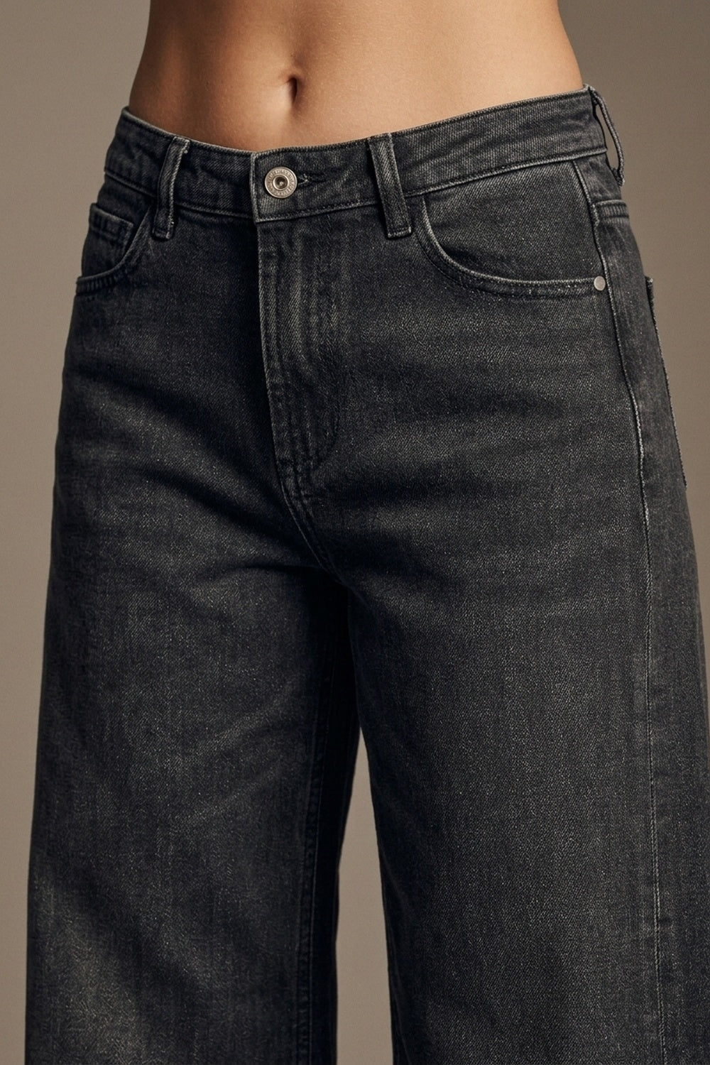 Black Faded Wide-Leg Vintage Wash Jeans - Premium variable from Tooksie - Just $79.90! Shop now at Tooksie