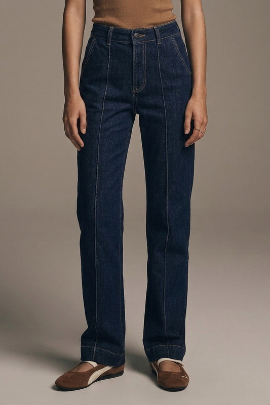 Dark Blue Denim Jeans with Contrast Stitching - Premium variable from Tooksie - Just $74.90! Shop now at Tooksie