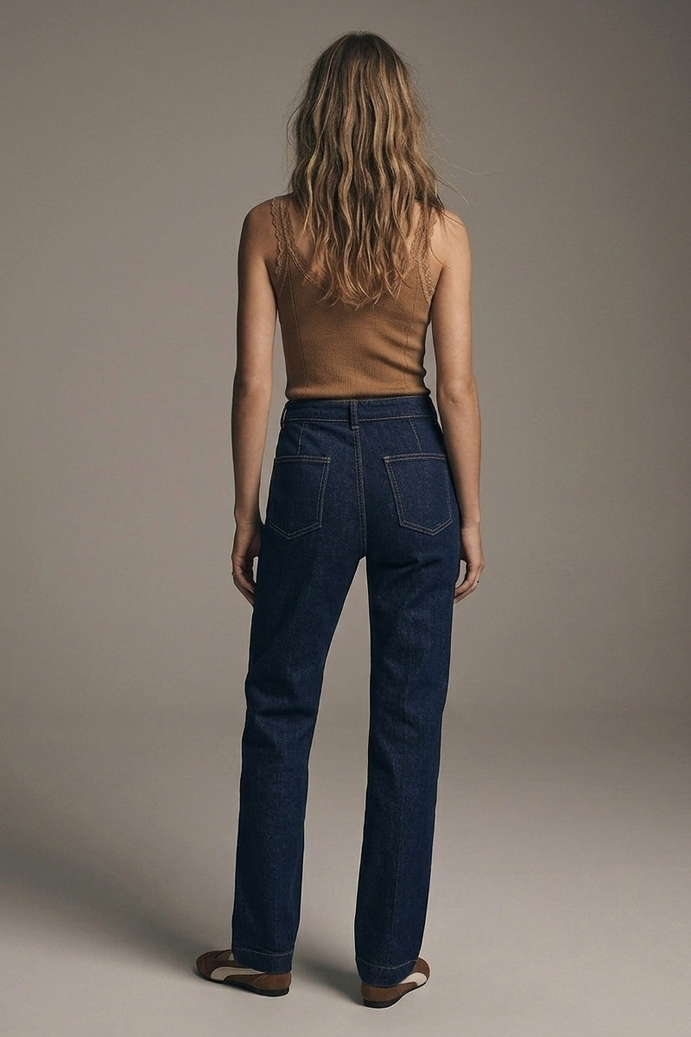 Dark Blue Denim Jeans with Contrast Stitching - Premium variable from Tooksie - Just $74.90! Shop now at Tooksie