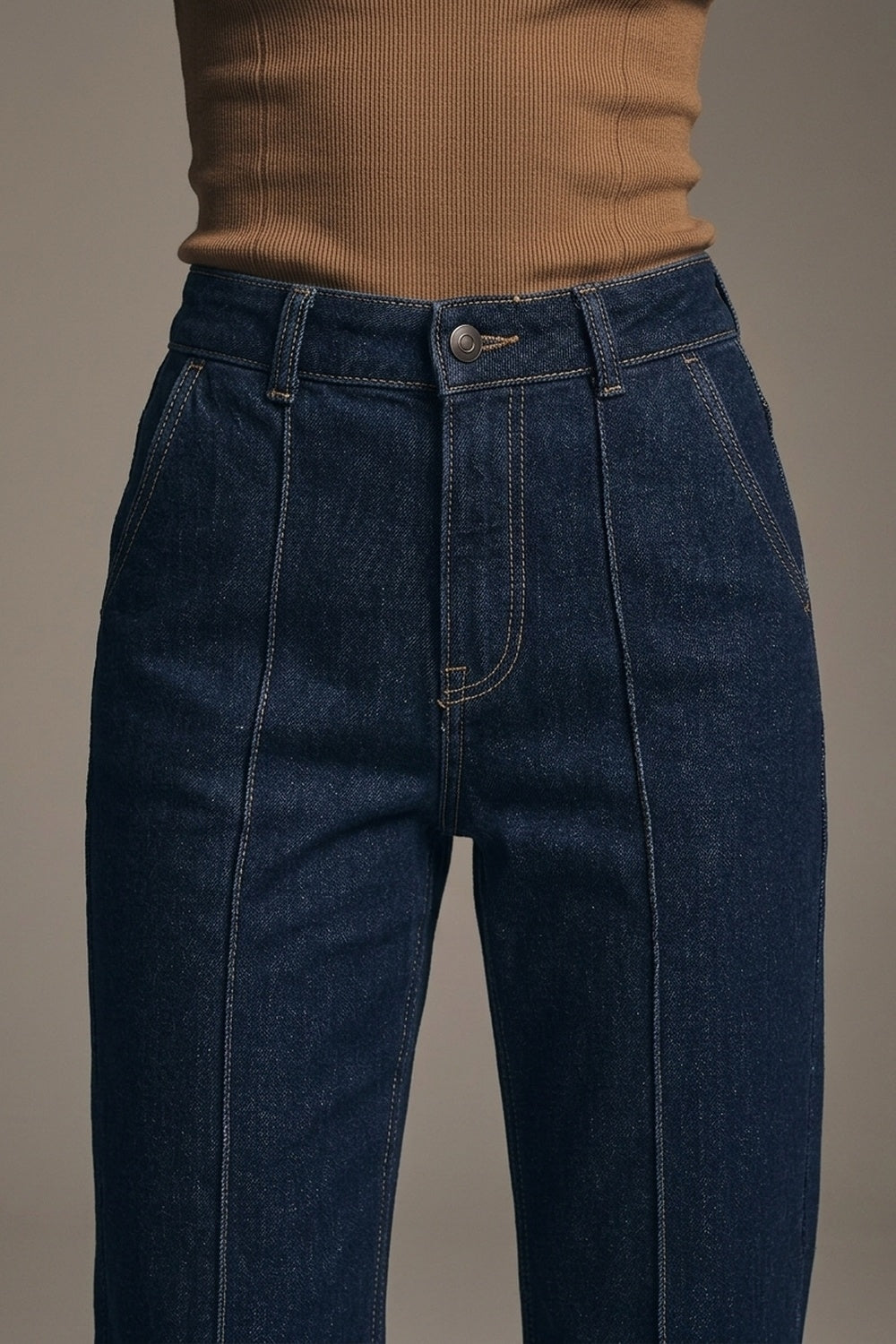 Dark Blue Denim Jeans with Contrast Stitching - Premium variable from Tooksie - Just $74.90! Shop now at Tooksie