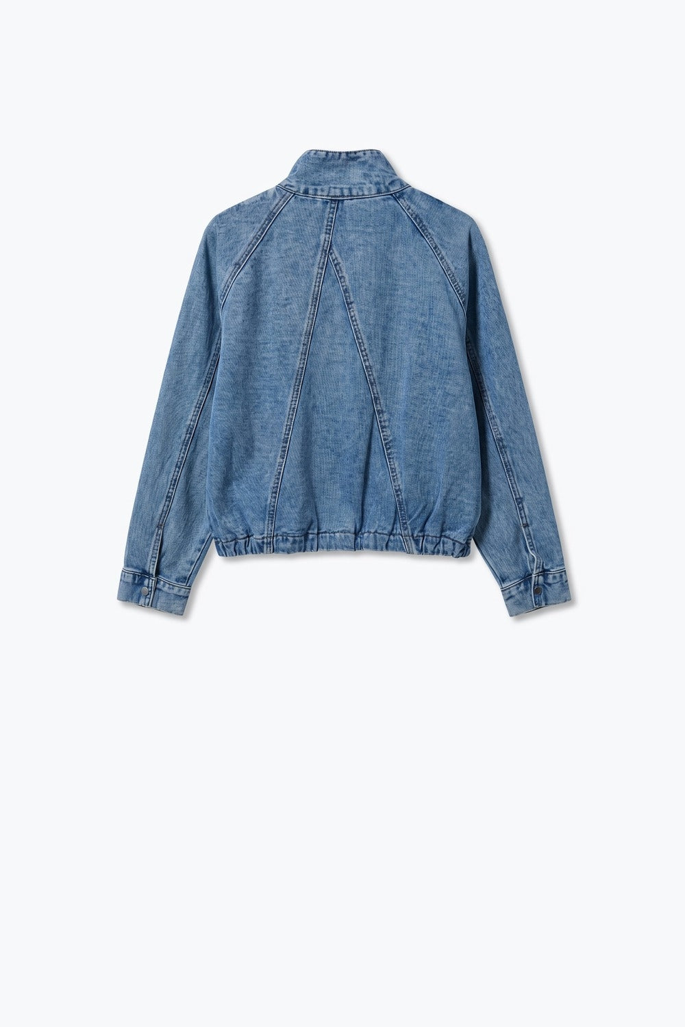 Light Wash High Neck Collar Cropped Denim Jacket - Premium variable from Tooksie - Just $104.90! Shop now at Tooksie