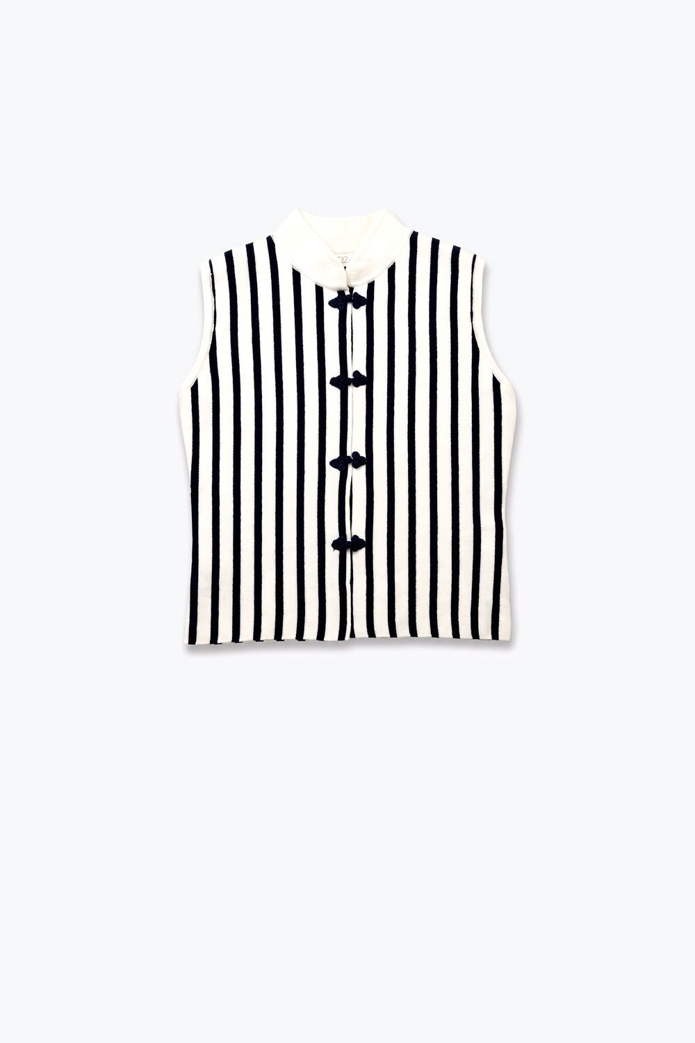 Cream Striped Fine Knit Frog Closure Vest - Premium variable from Tooksie - Just $74.90! Shop now at Tooksie
