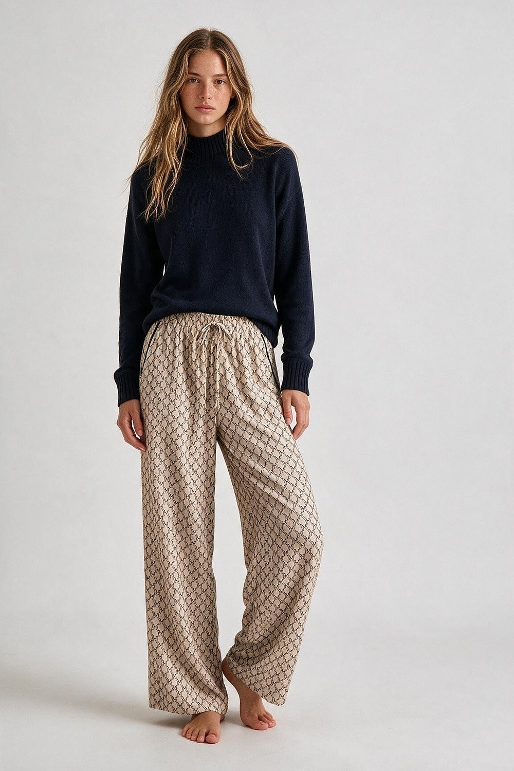 Navy High Collar Sweater - Premium simple from Tooksie - Just $59.90! Shop now at Tooksie
